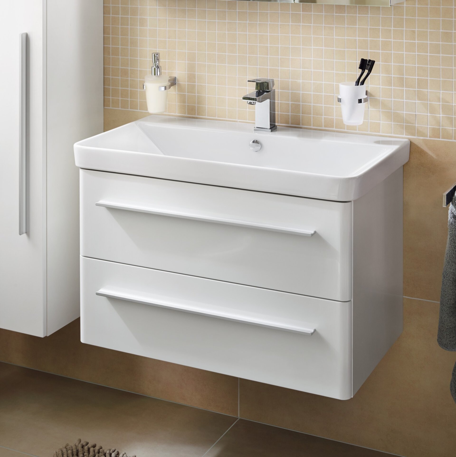 Lanzet K8 Waschtischunterschrank 76 cm Weiß Lanzet K8 Waschtischunterschrank 76 cm Weiß