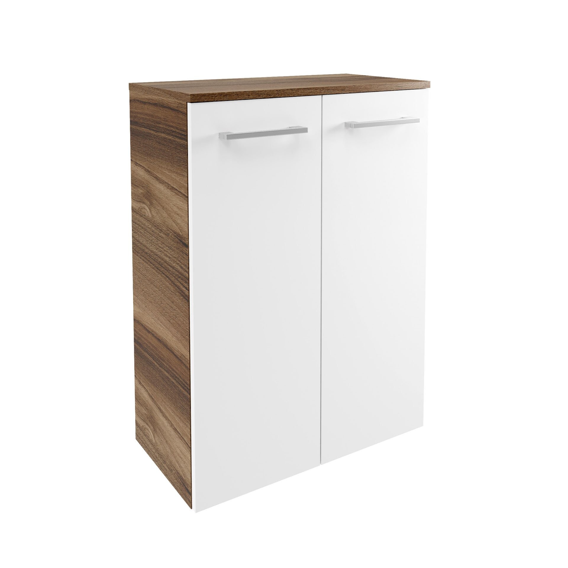 Fackelmann VERONA Doppel Midischrank mit Schublade 60 cm, Braun Dunkel/Weiß Hochglanz Fackelmann VERONA Doppel Midischrank mit Schublade 60 cm, Braun Dunkel/Weiß Hochglanz