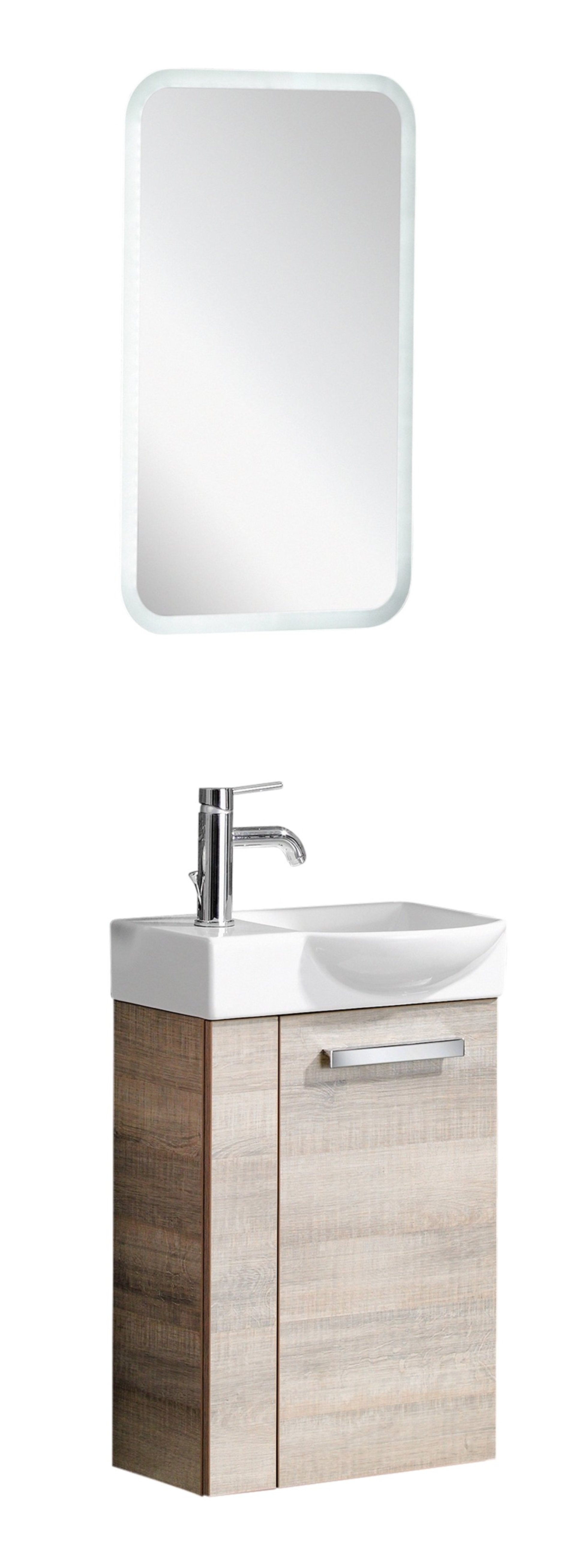 Fackelmann SBC A-VERO Gäste WC Set 4-teilig 45 cm, Braun hell, rechts, Keramik Hahnloch links Fackelmann SBC A-VERO Gäste WC Set 4-teilig 45 cm, Braun hell, rechts, Keramik Hahnloch links