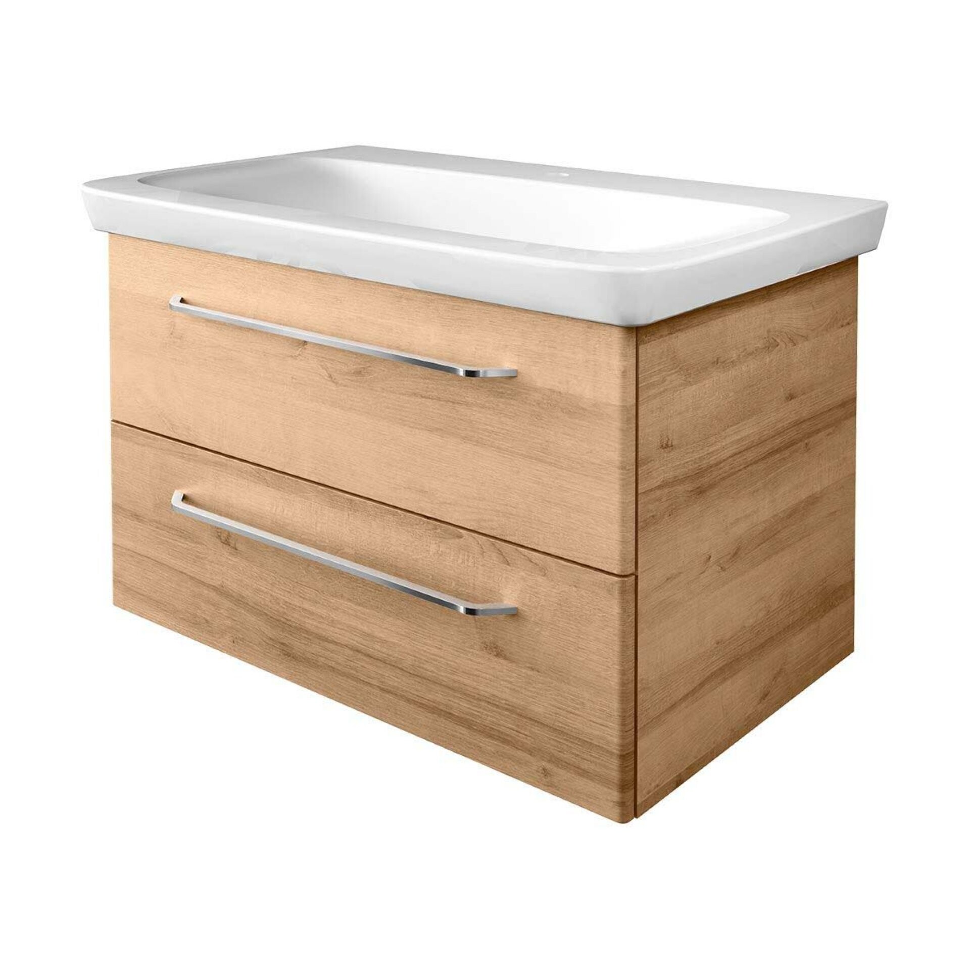 FACKELMANN MILANO Waschtisch mit Unterschrank, 88 cm breit, Braun hell, Waschbecken Keramik FACKELMANN MILANO Waschtisch mit Unterschrank, 88 cm breit, Braun hell, Waschbecken Keramik