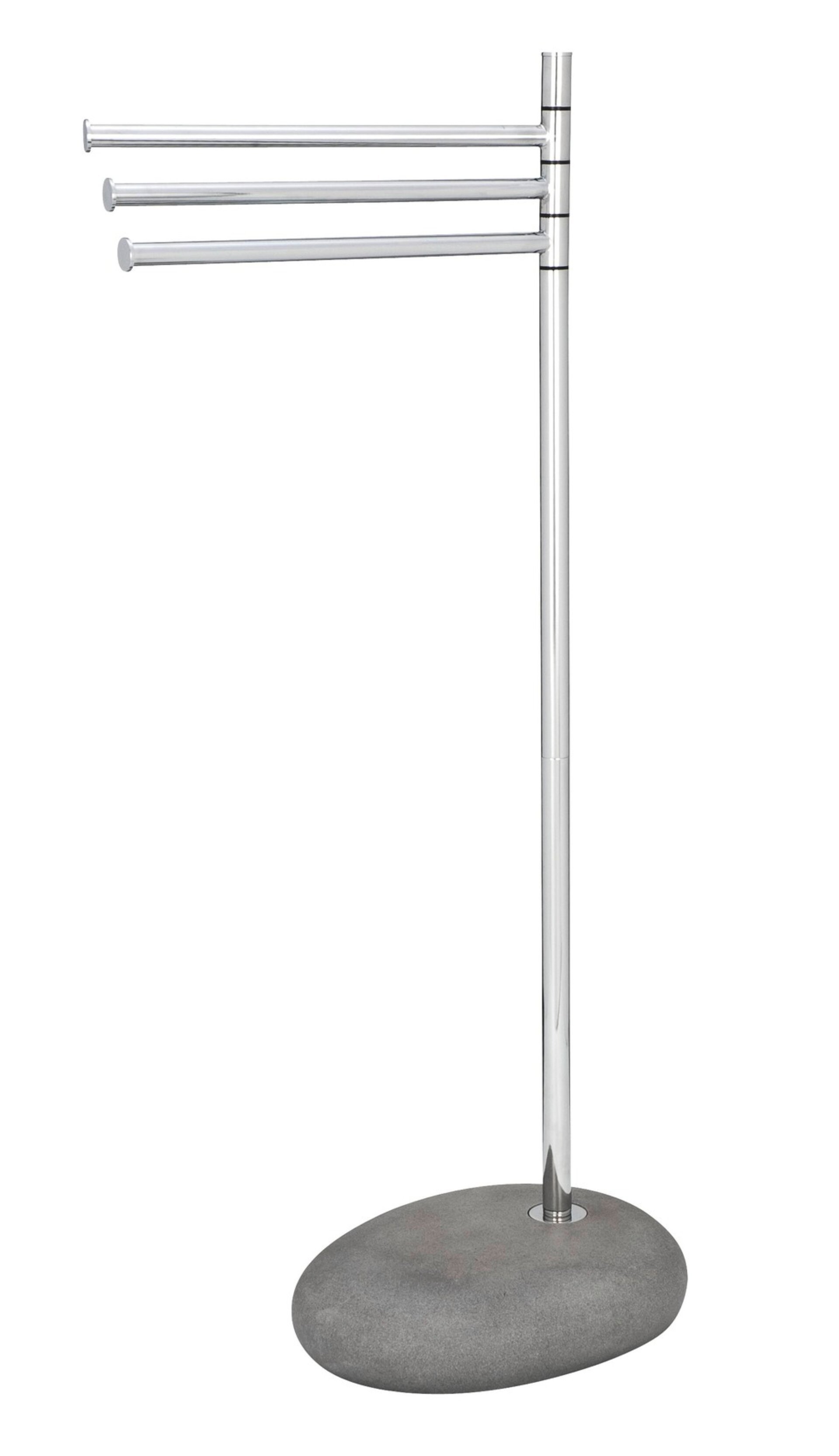 WENKO PEBBLE Handtuchhalter, Grau, mit 3 Armen, stehend