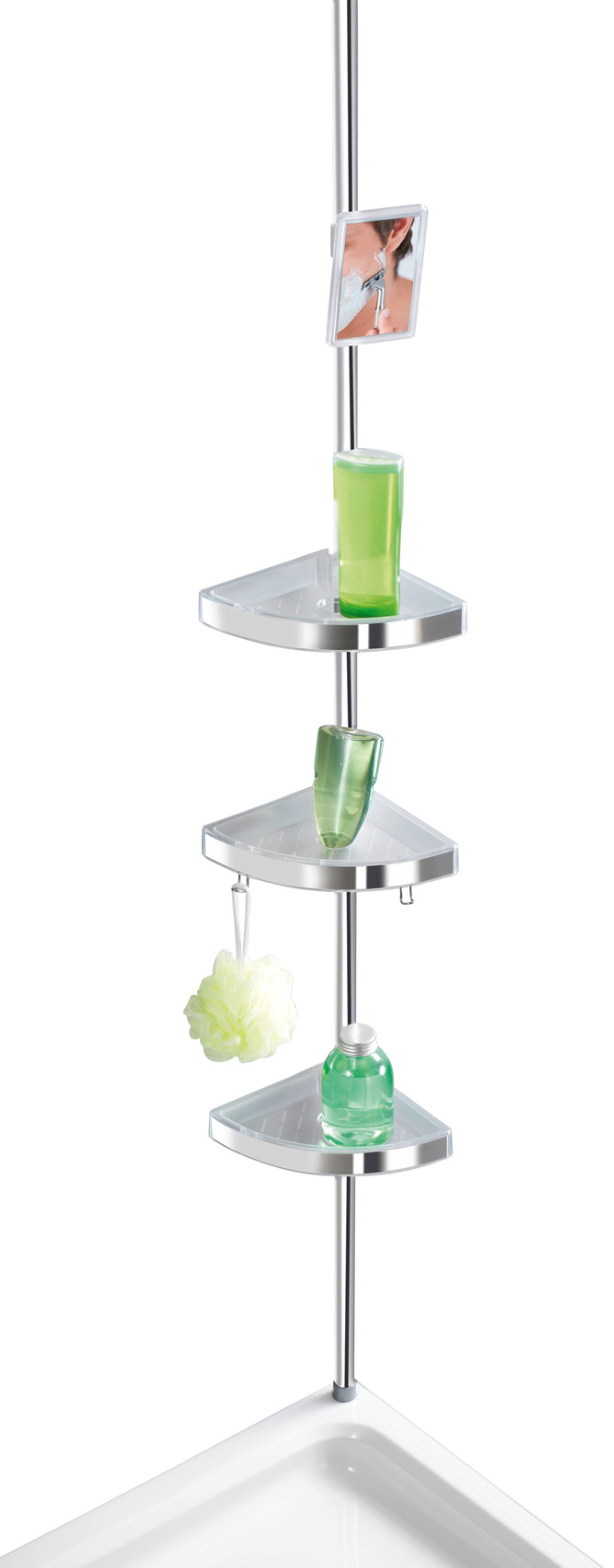 WENKO PREMIUM Dusch Eckablage, glänzend, mit 3 Ablagen und Spiegel WENKO PREMIUM Dusch Eckablage, glänzend, mit 3 Ablagen und Spiegel