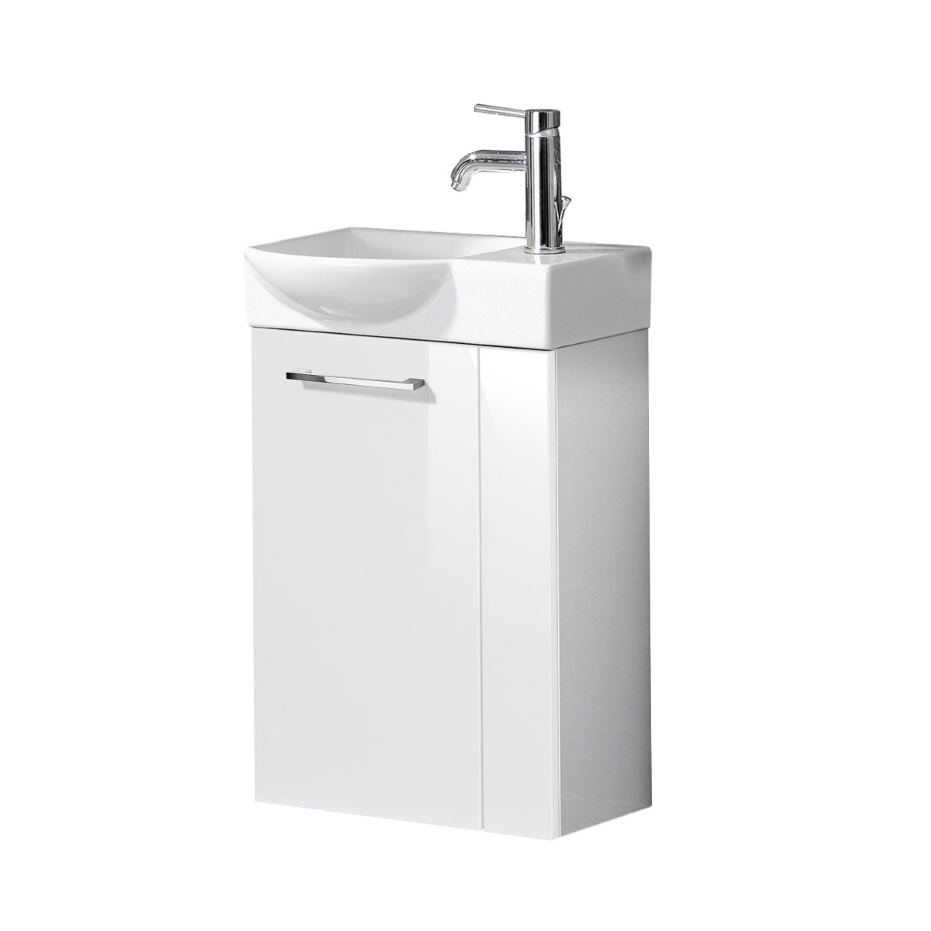 Fackelmann SBC SCENO Gäste WC Set 3-teilig 45 cm, Weiß, links, Keramik inkl. Hahn rechts Fackelmann SBC SCENO Gäste WC Set 3-teilig 45 cm, Weiß, links, Keramik inkl. Hahn rechts