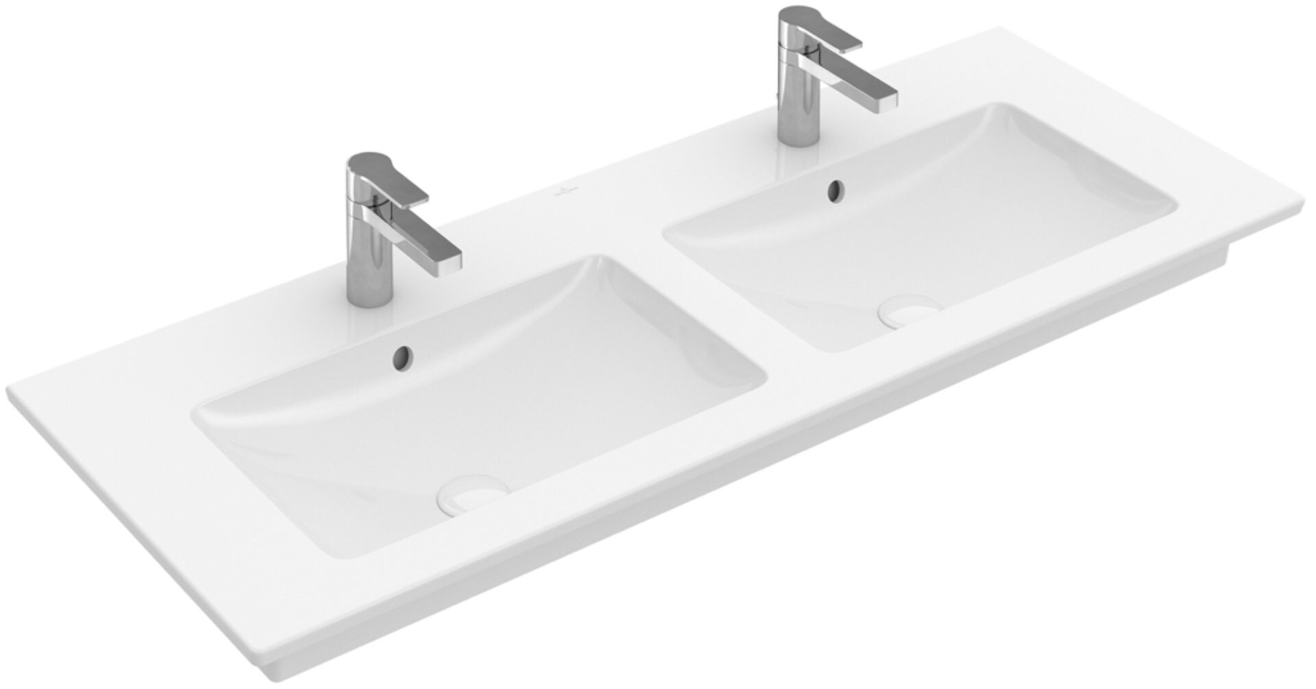 VILLEROY & BOCH VENTICELLO Doppelwaschbecken Keramik 130 cm breit, Weiß, mit Überlauf, CeramicPlus VILLEROY & BOCH VENTICELLO Doppelwaschbecken Keramik 130 cm breit, Weiß, mit Überlauf, CeramicPlus