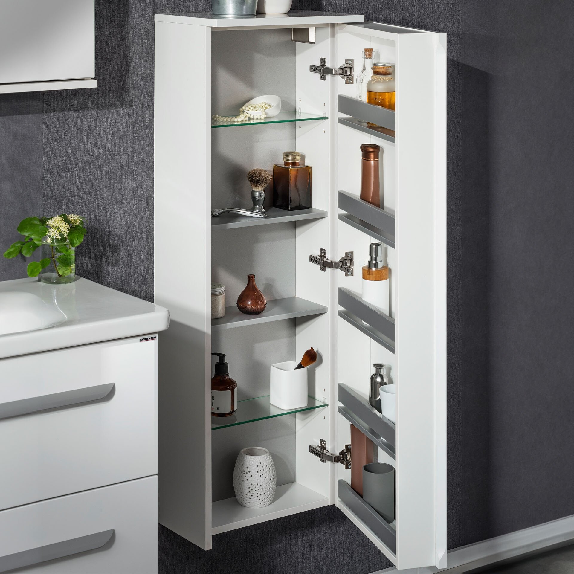 Fackelmann Kofferschrank Midischrank 40 cm, rechts, Weiß Fackelmann Kofferschrank Midischrank 40 cm, rechts, Weiß