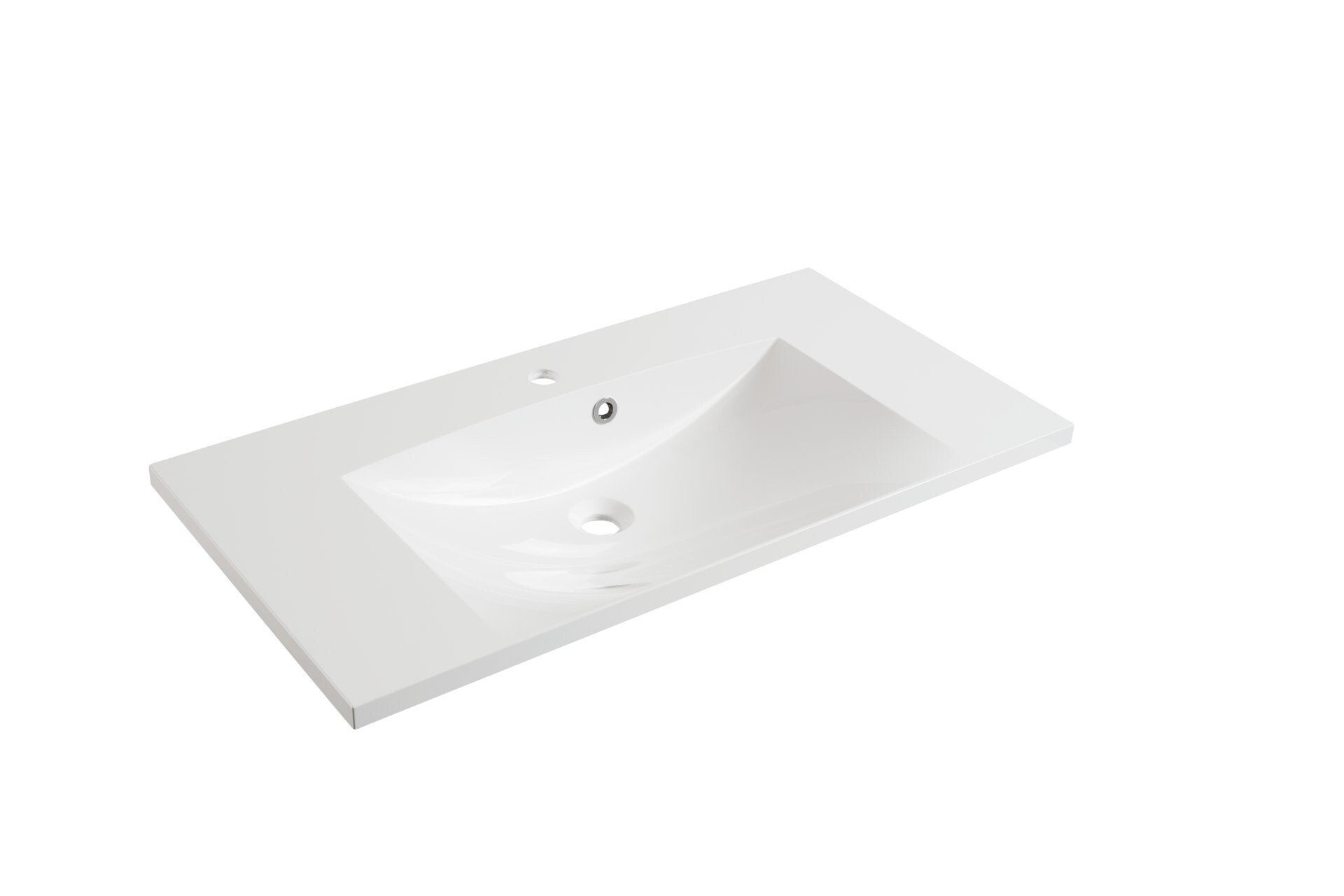 Fackelmann Waschbecken 90 cm aus Gussmarmor, Weiß Fackelmann Waschbecken 90 cm aus Gussmarmor, Weiß