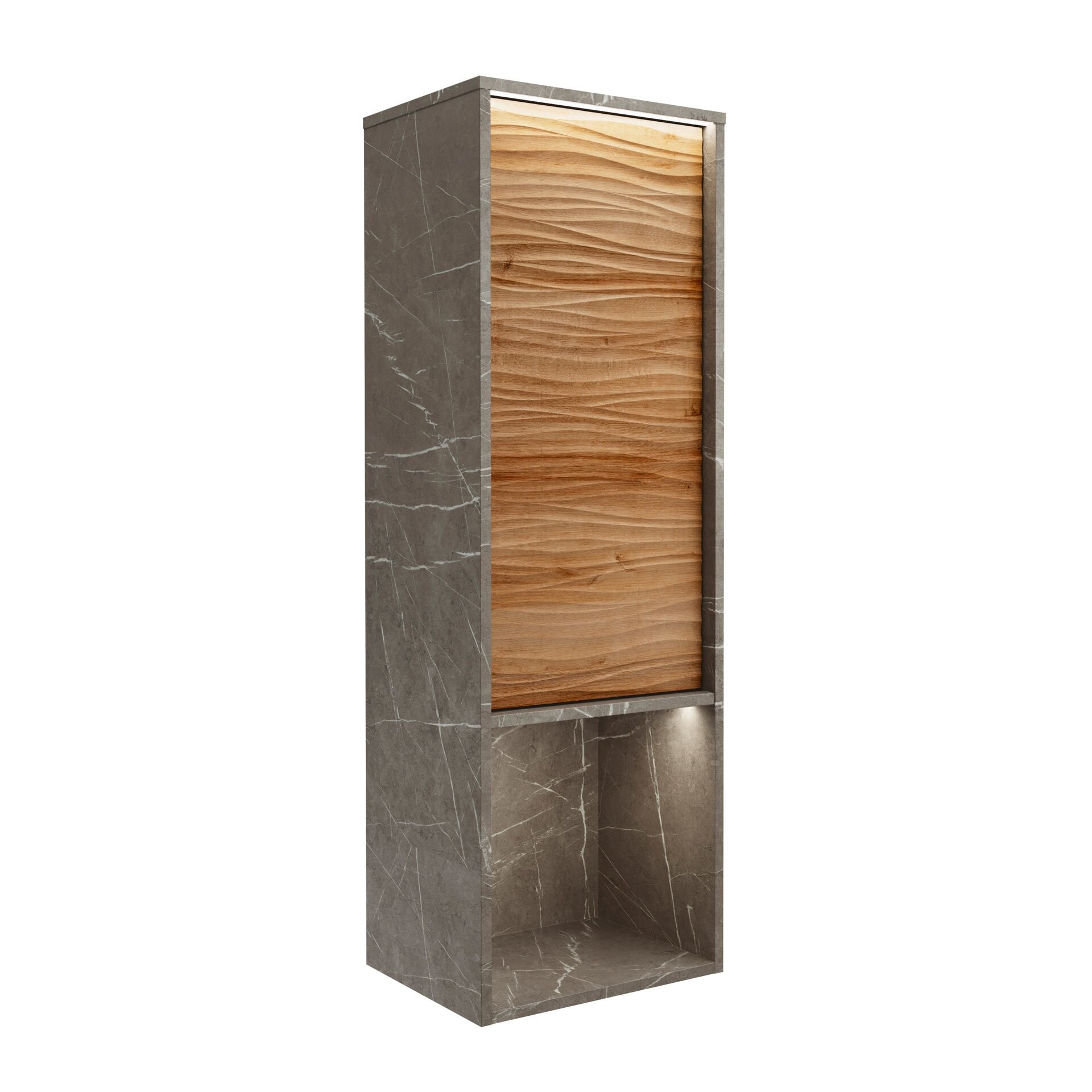 LANZET DUNE Midischrank 40,3 cm breit, Braun hell/Marmor Grau, inkl. LED Beleuchtung LANZET DUNE Midischrank 40,3 cm breit, Braun hell/Marmor Grau, inkl. LED Beleuchtung