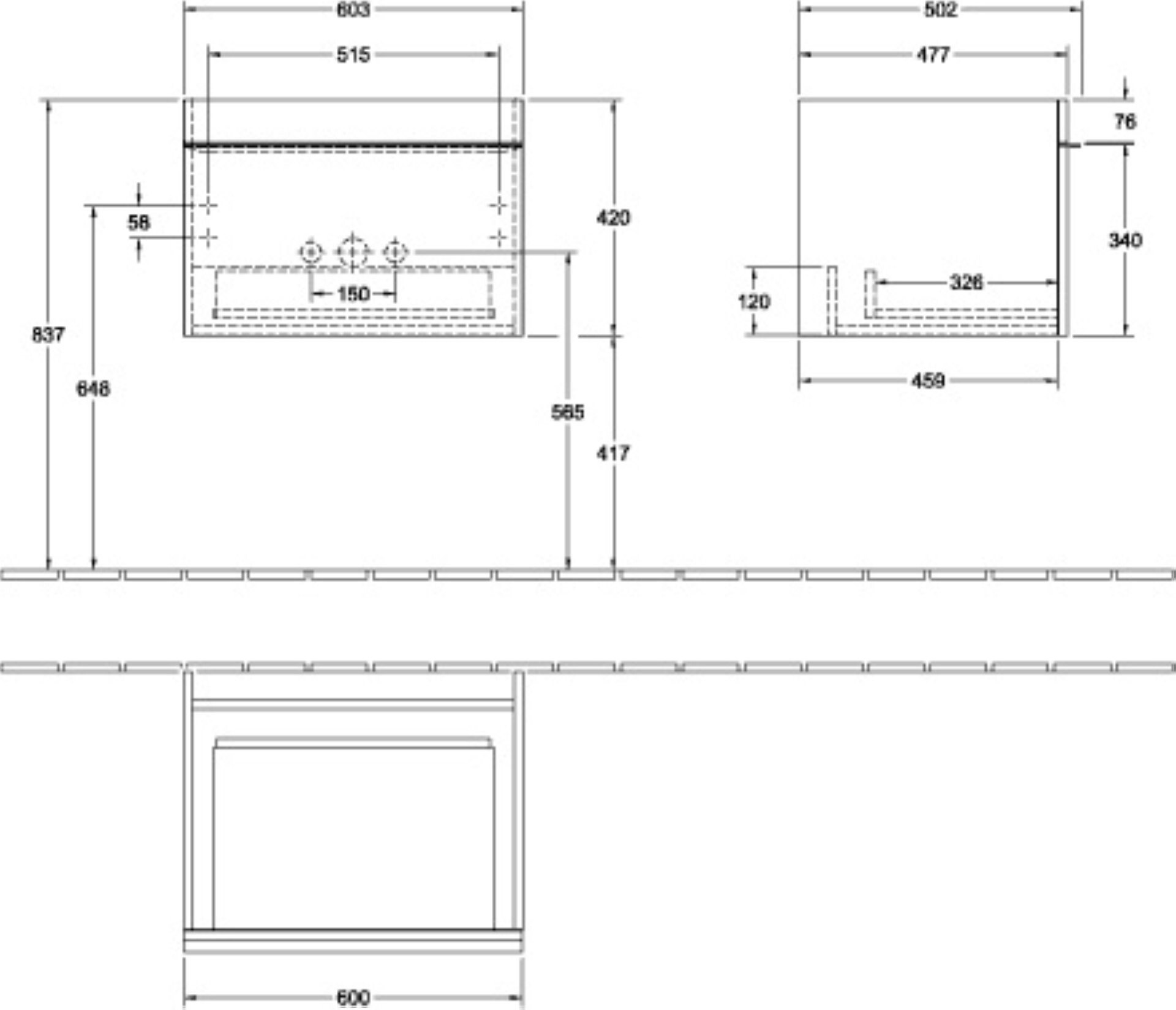 VILLEROY & BOCH VENTICELLO Waschbeckenunterschrank 60 cm breit, Weiß, Griff Chrom, 1 Schublade