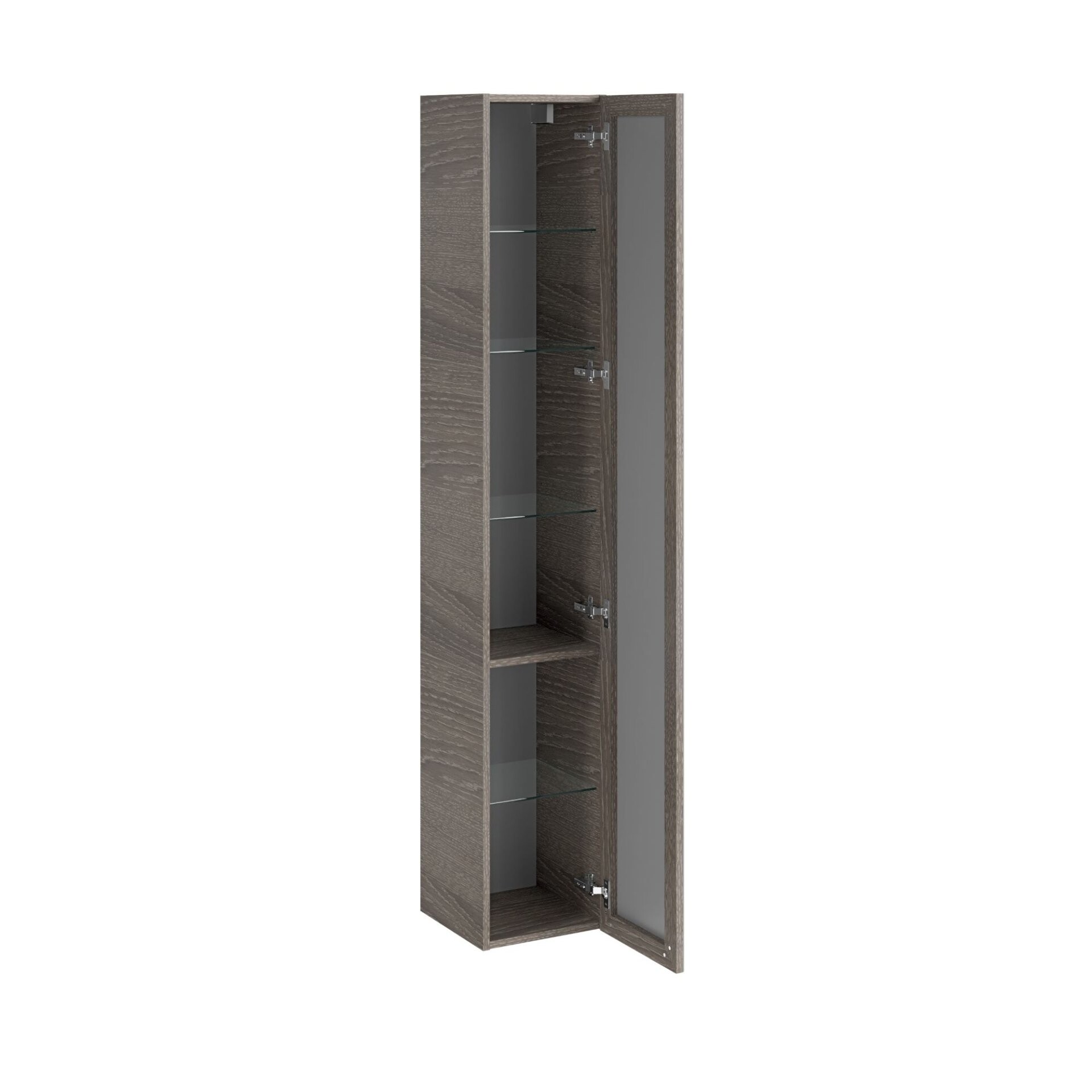 Lanzet Hochschrank mit Spiegeltür 30 cm, links, Dunkelbraun