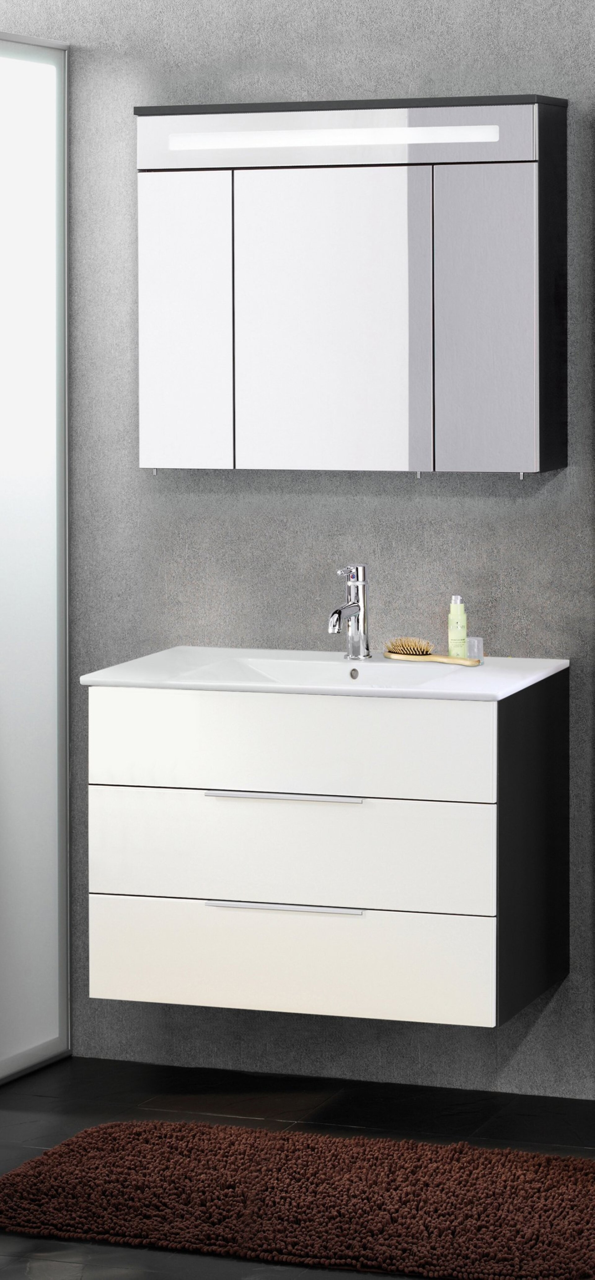 Fackelmann KARA LED Spiegelschrank 80 cm, Anthrazit/Weiß Fackelmann KARA LED Spiegelschrank 80 cm, Anthrazit/Weiß