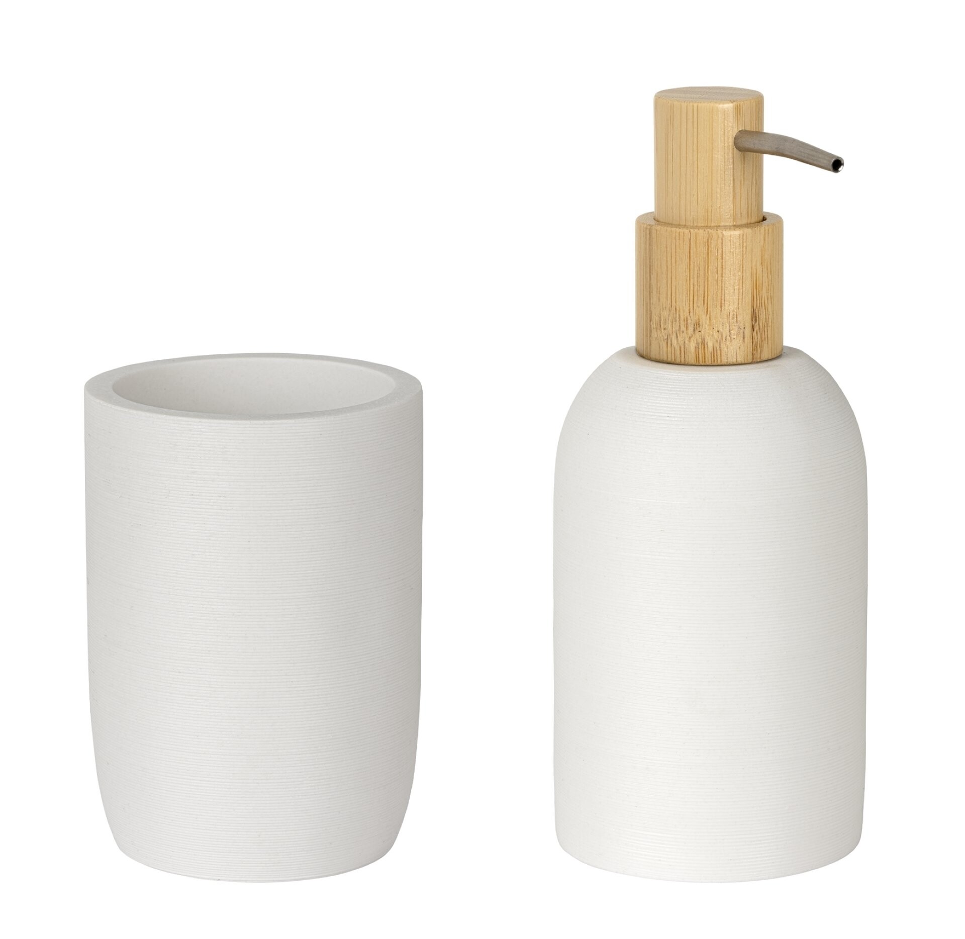 WENKO ALTAVALLE Accessoire Set, Weiß, Zahnputzbecher, Seifenspender, Keramik