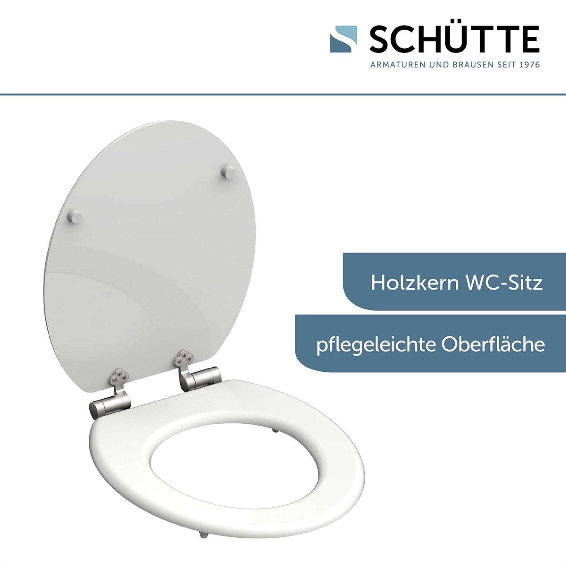 Schütte WHITE WC-Sitz, mit Absenkautomatik, Holzkern Schütte WHITE WC-Sitz, mit Absenkautomatik, Holzkern