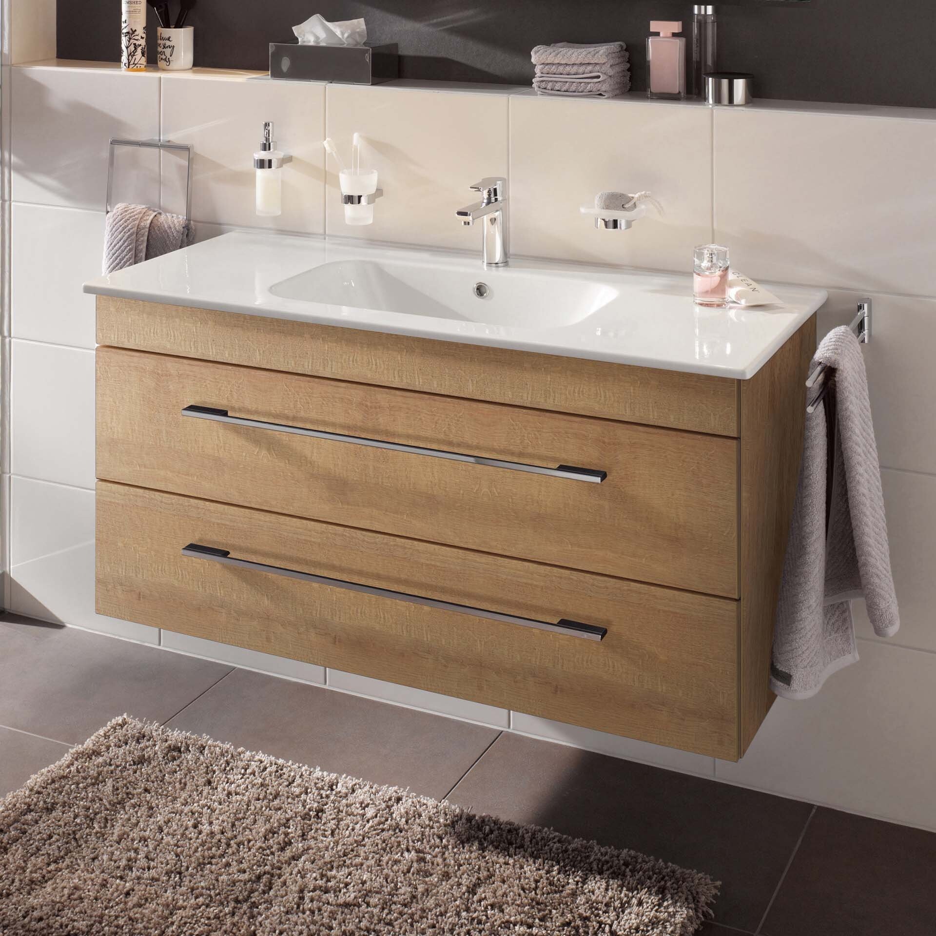 Lanzet K5 Waschbeckenunterschrank 118 cm, Braun hell Lanzet K5 Waschbeckenunterschrank 118 cm, Braun hell