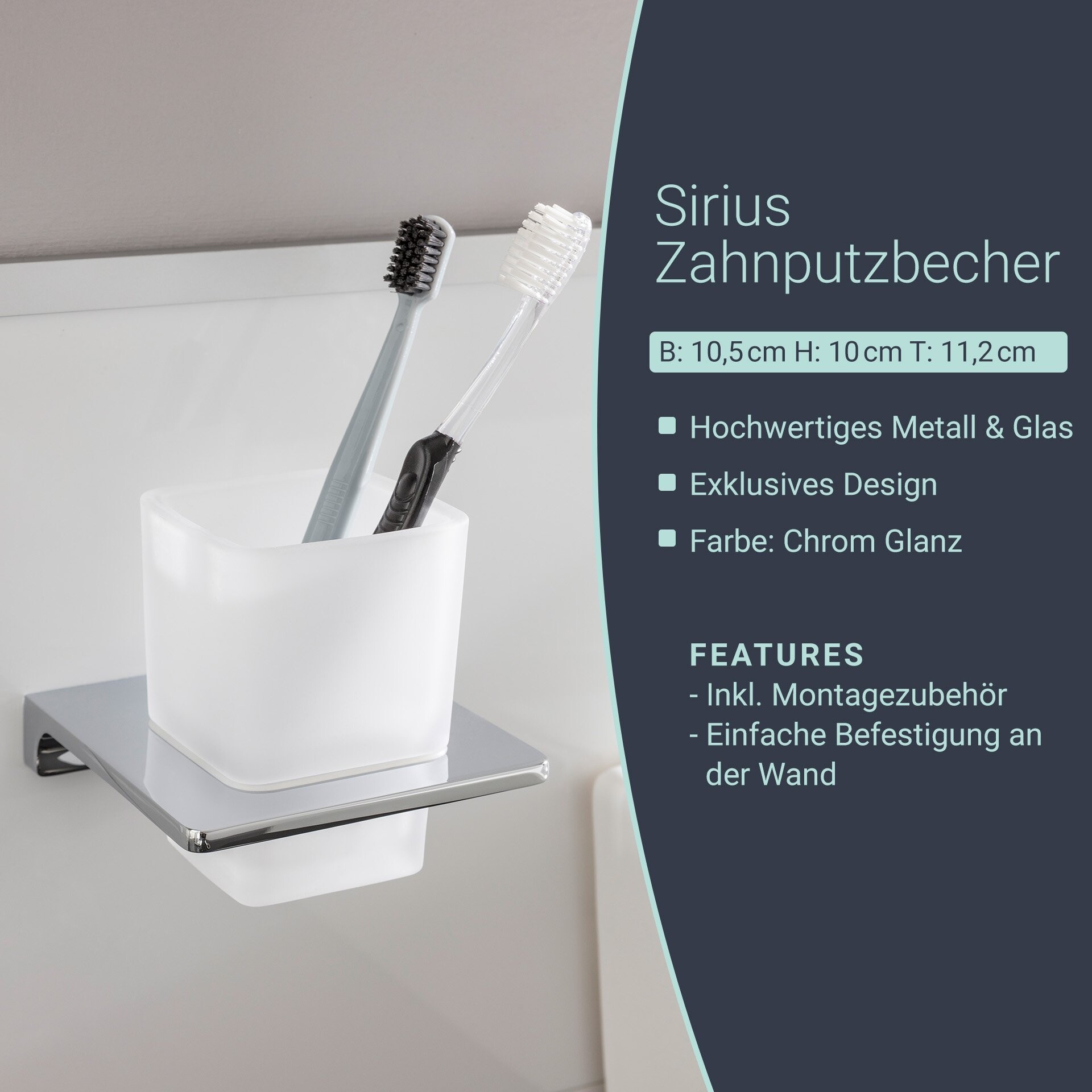 BadeDu SIRIUS Glas mit Halter Chrom BadeDu SIRIUS Glas mit Halter Chrom