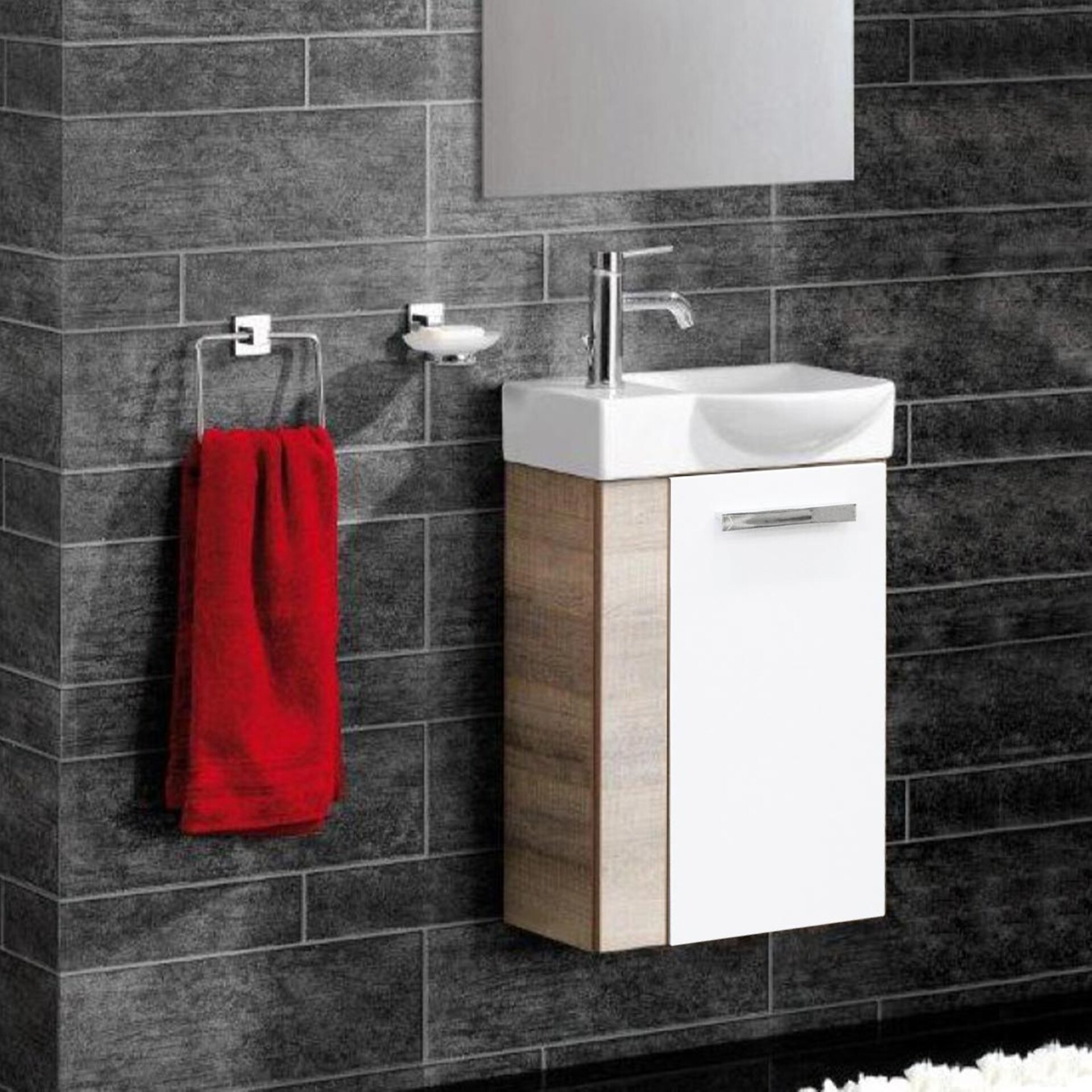 Fackelmann SBC A-VERO Waschbeckenunterschrank 45 cm, Braun hell/Weiß, rechts Fackelmann SBC A-VERO Waschbeckenunterschrank 45 cm, Braun hell/Weiß, rechts