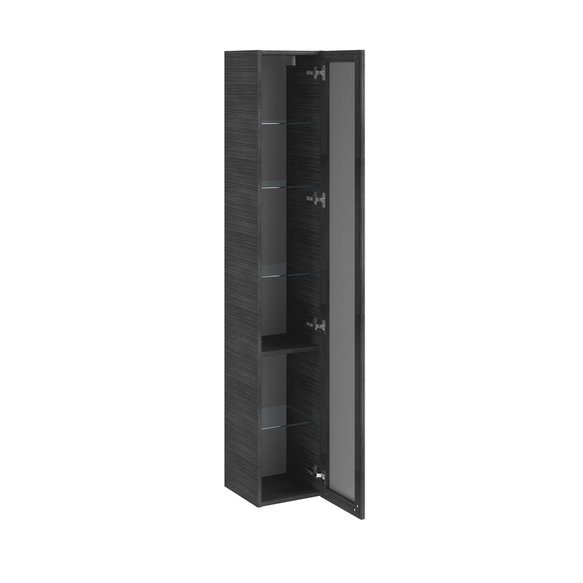 Lanzet Hochschrank mit Spiegeltür 30 cm, rechts, Schwarz