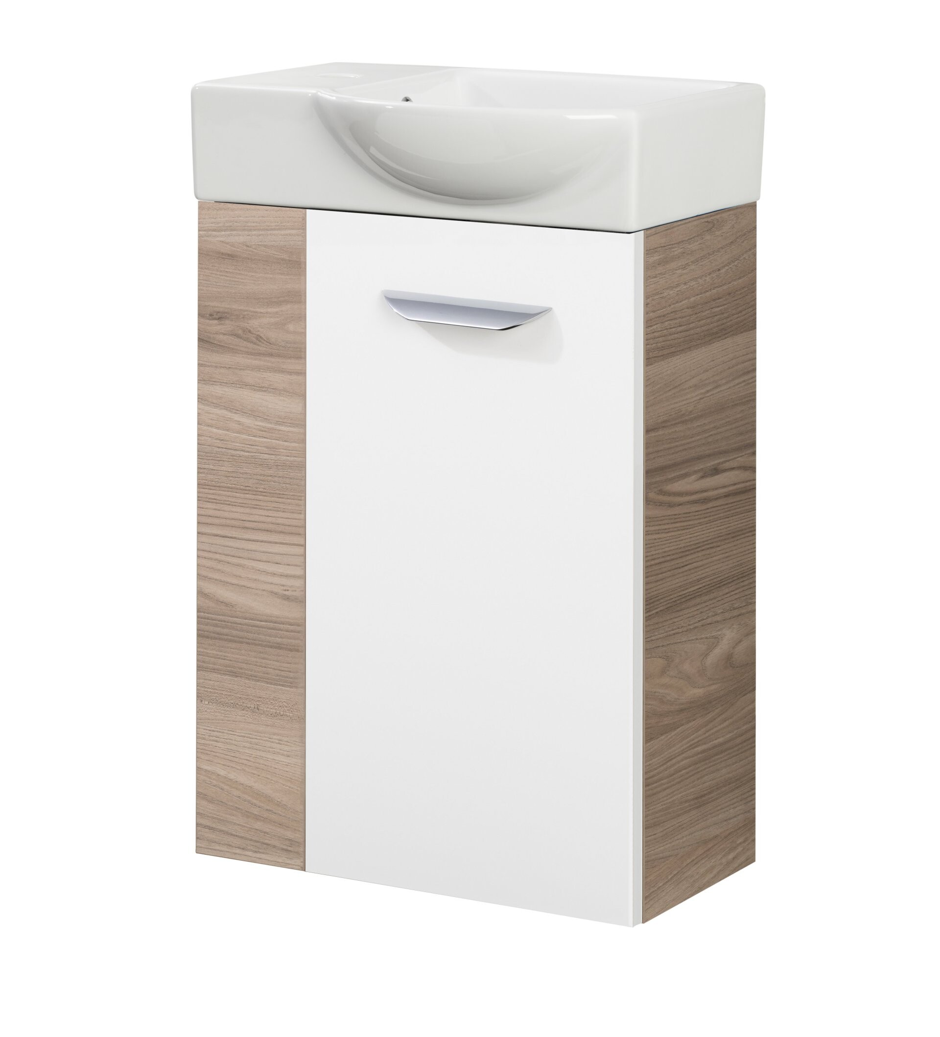 Fackelmann SBC LUXOR Gäste WC Set 2-teilig 45 cm, Braun hell/Weiß, rechts, Keramik Hahnloch links Fackelmann SBC LUXOR Gäste WC Set 2-teilig 45 cm, Braun hell/Weiß, rechts, Keramik Hahnloch links