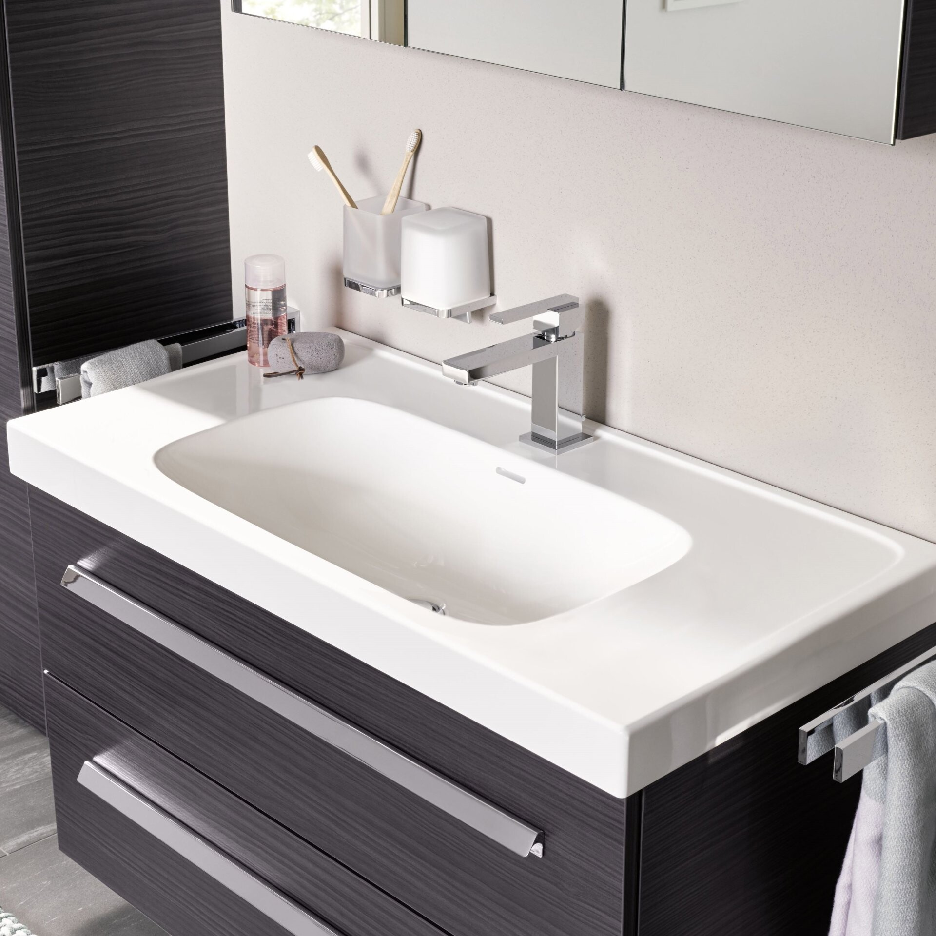 LANZET K1 Waschbecken Keramik 90 cm, Weiß