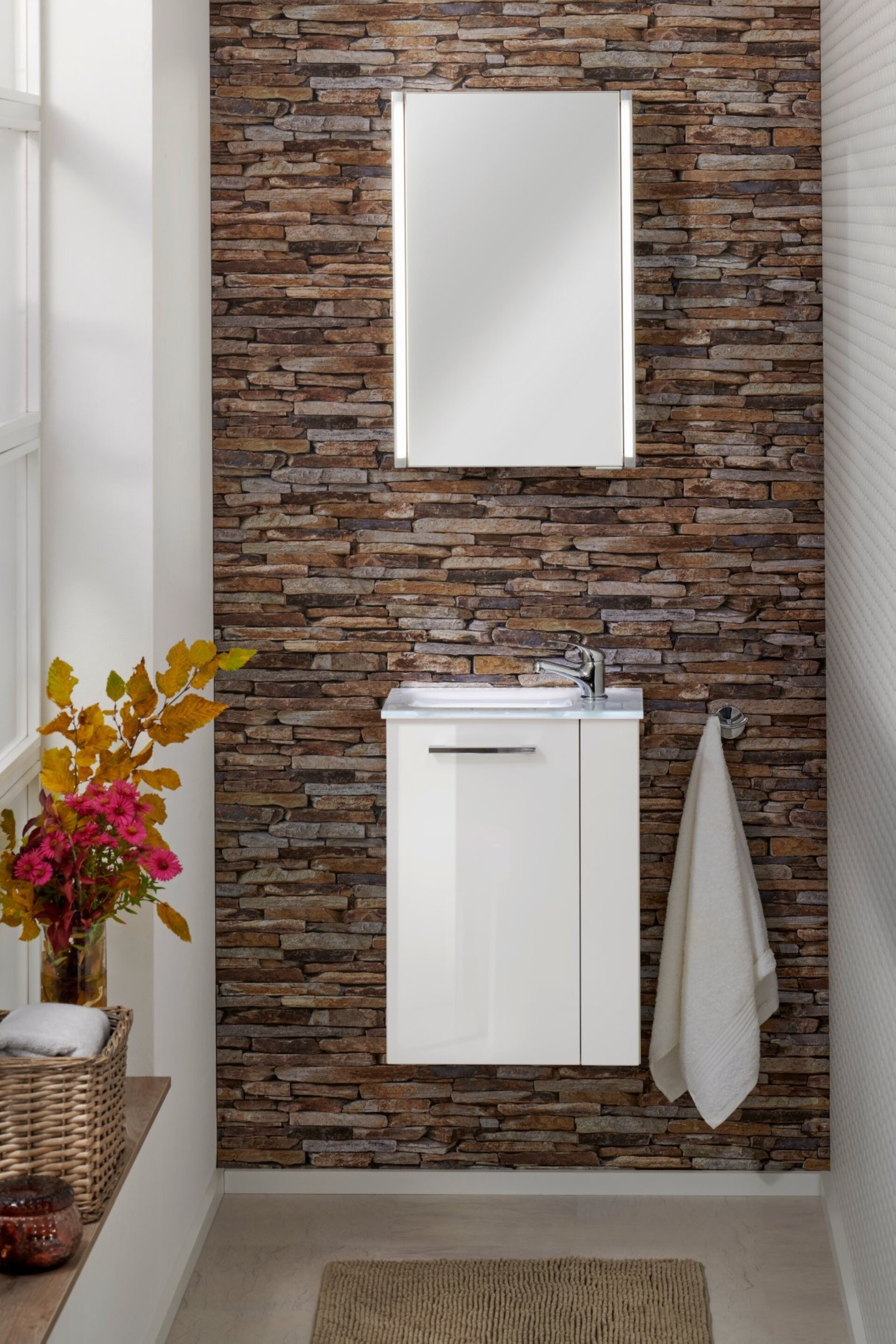 Fackelmann SBC SCENO Gäste WC Set 3-teilig 45 cm, Weiß, links, Glas Weiß, LED-Spiegel Fackelmann SBC SCENO Gäste WC Set 3-teilig 45 cm, Weiß, links, Glas Weiß, LED-Spiegel