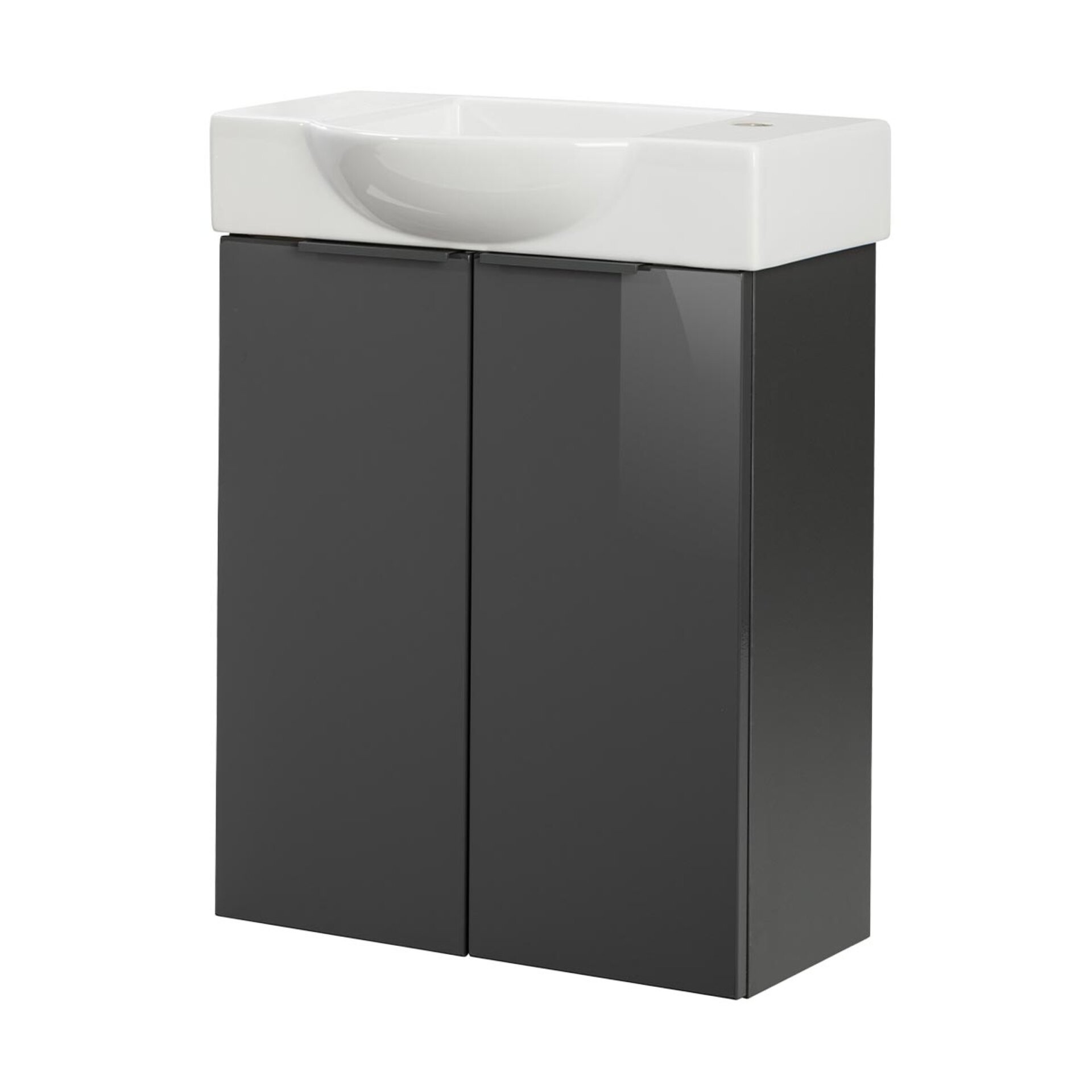 Fackelmann SBC LUNA Gäste WC Set 2-teilig 55 cm, Anthrazit, 2 Türen , Keramik Hahnloch rechts Fackelmann SBC LUNA Gäste WC Set 2-teilig 55 cm, Anthrazit, 2 Türen , Keramik Hahnloch rechts