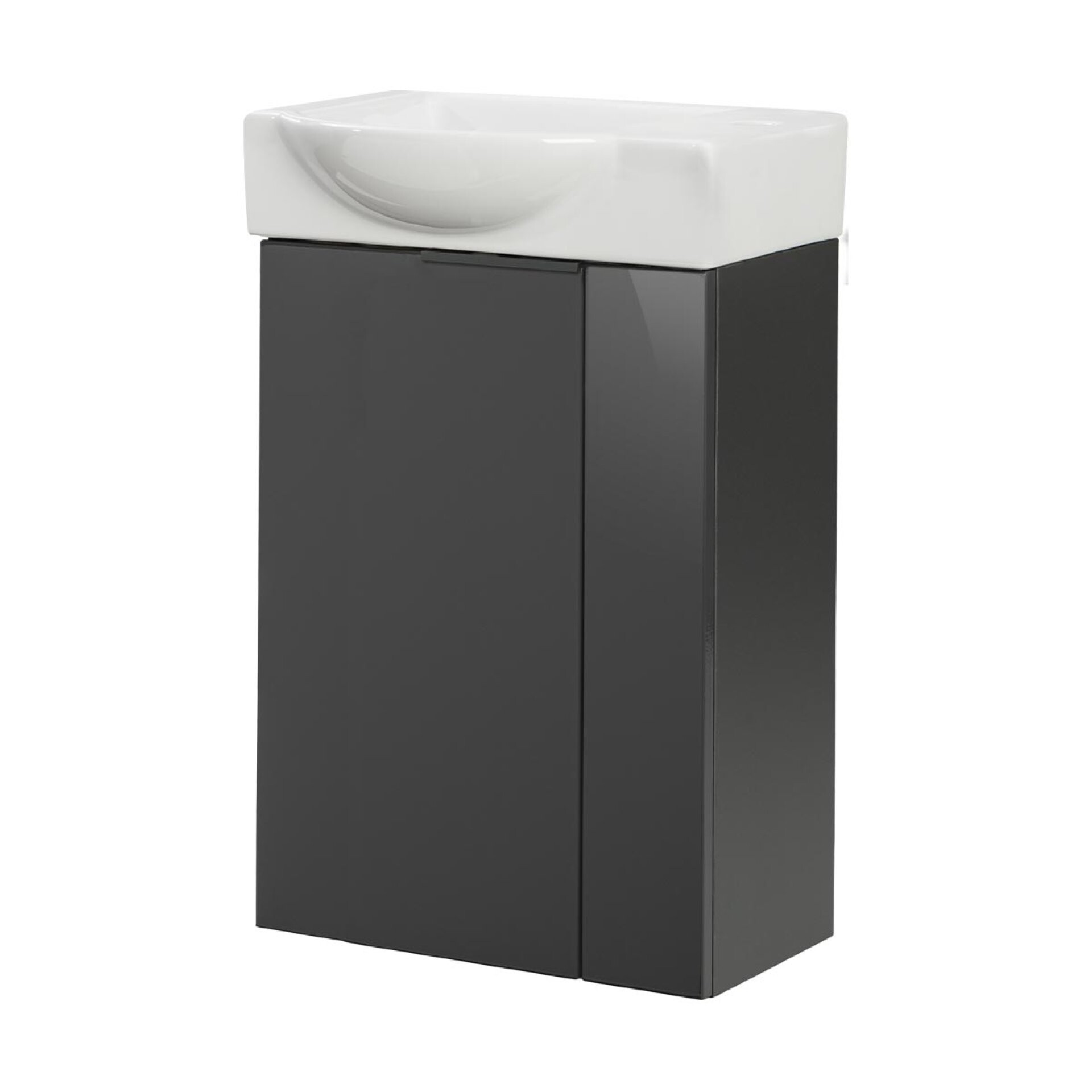 Fackelmann SBC LUNA Gäste WC Set 2-teilig 45 cm, Anthrazit, links, Keramik Hahnloch rechts Fackelmann SBC LUNA Gäste WC Set 2-teilig 45 cm, Anthrazit, links, Keramik Hahnloch rechts