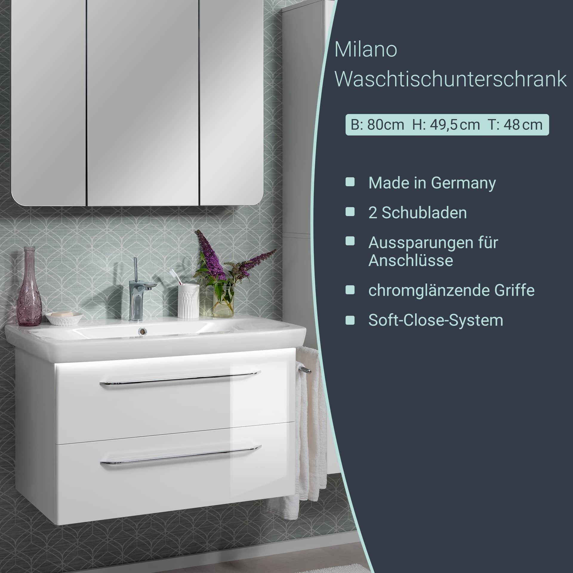 Fackelmann MILANO Waschbeckenunterschrank 100 cm, Weiß