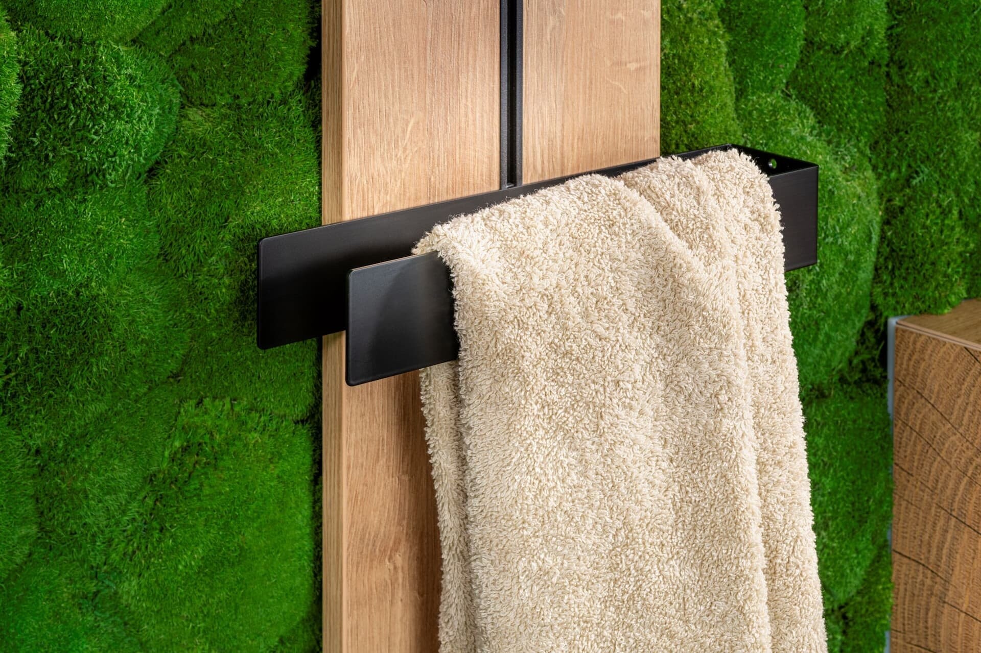 Lanzet Woodblock Handtuchhalter für Wandpaneele schwarz