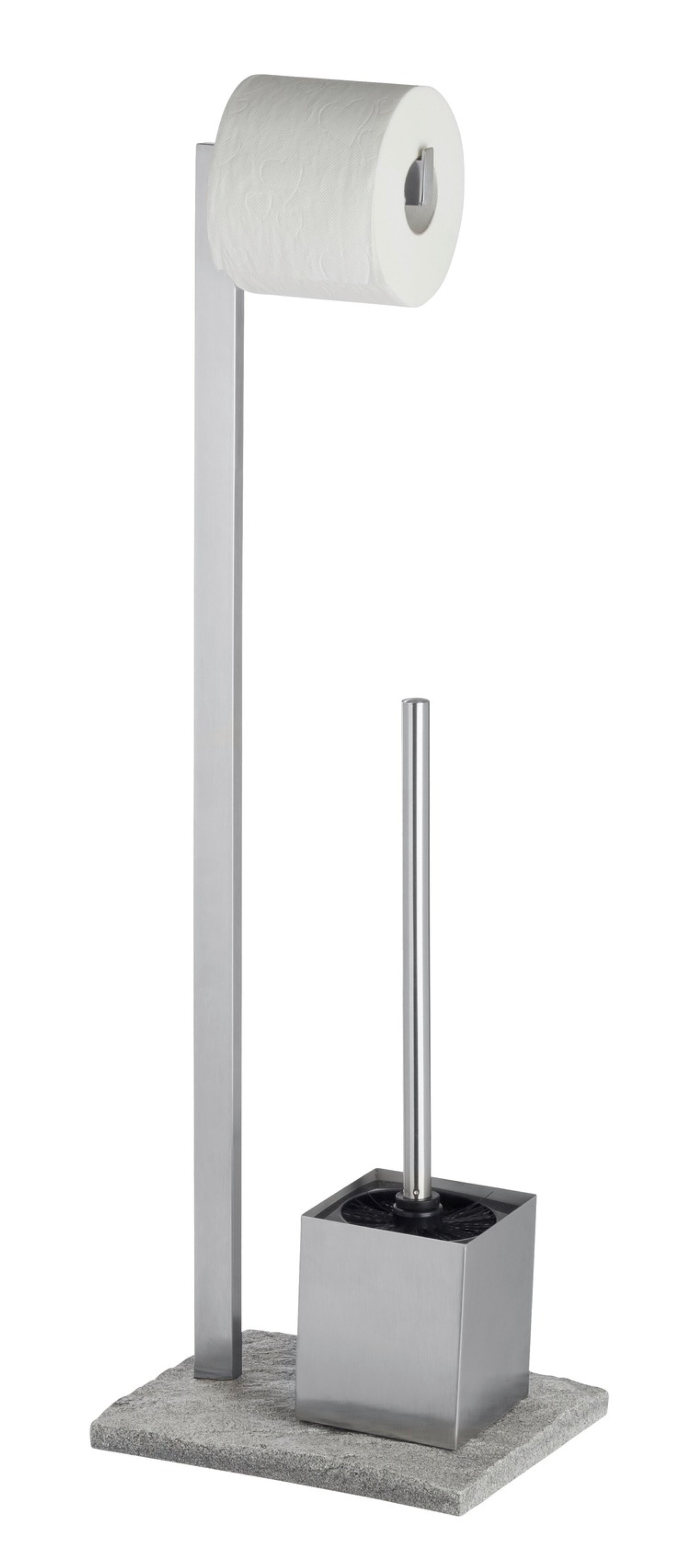 WENKO GRANIT Toilettenpapierhalter, Grau, stehend, mit WC-Garnitur, Edelstahl rostfrei WENKO GRANIT Toilettenpapierhalter, Grau, stehend, mit WC-Garnitur, Edelstahl rostfrei
