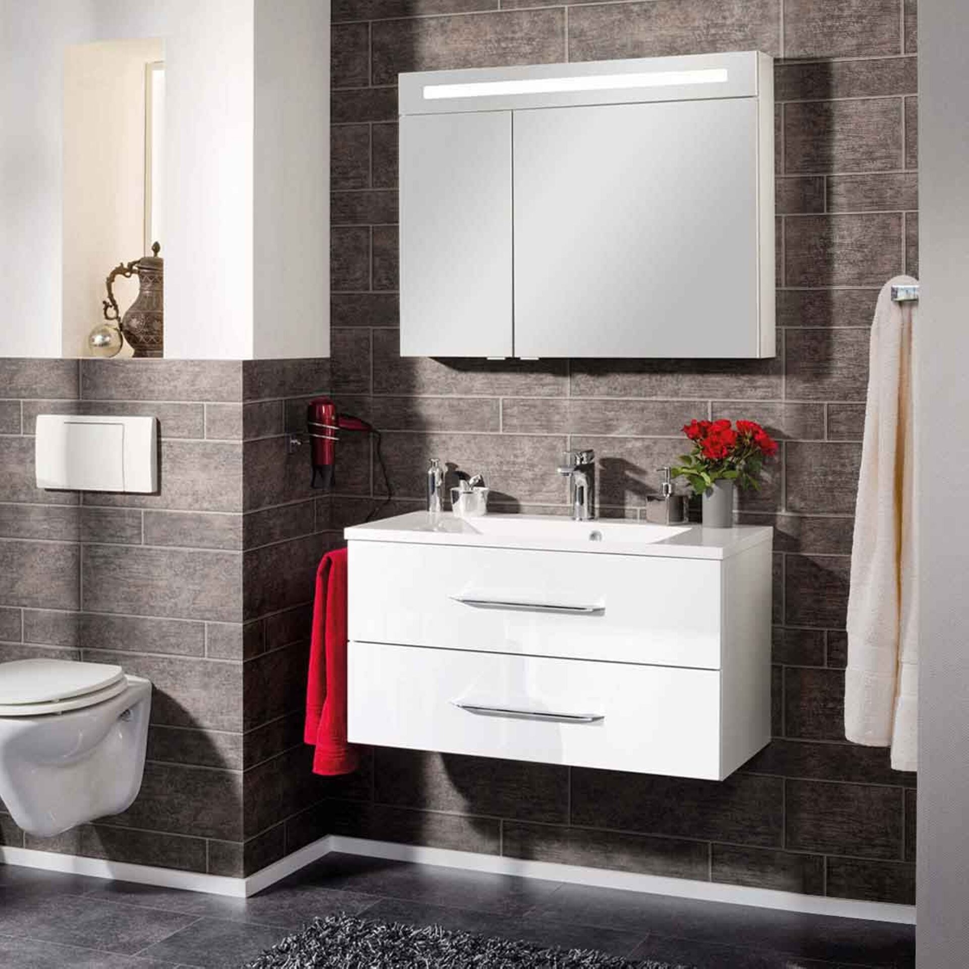 Fackelmann B.CLEVER Badmöbel Set 3-teilig, 90 cm, Weiß Fackelmann B.CLEVER Badmöbel Set 3-teilig, 90 cm, Weiß