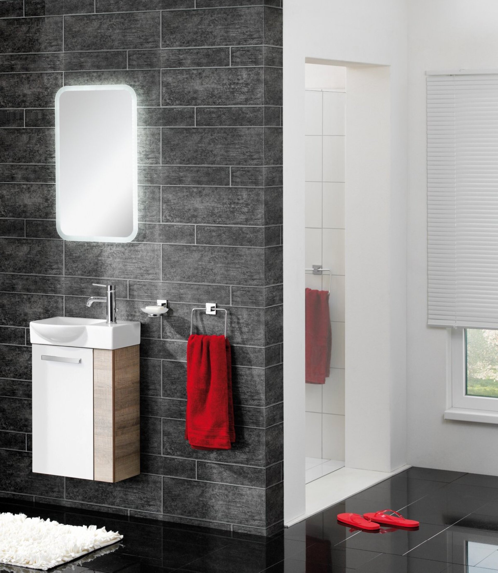 Fackelmann SBC A-VERO Gäste WC Set 3-teilig 45 cm, Braun hell/weiß, links, Keramik inkl. Hahn rechts Fackelmann SBC A-VERO Gäste WC Set 3-teilig 45 cm, Braun hell/weiß, links, Keramik inkl. Hahn rechts