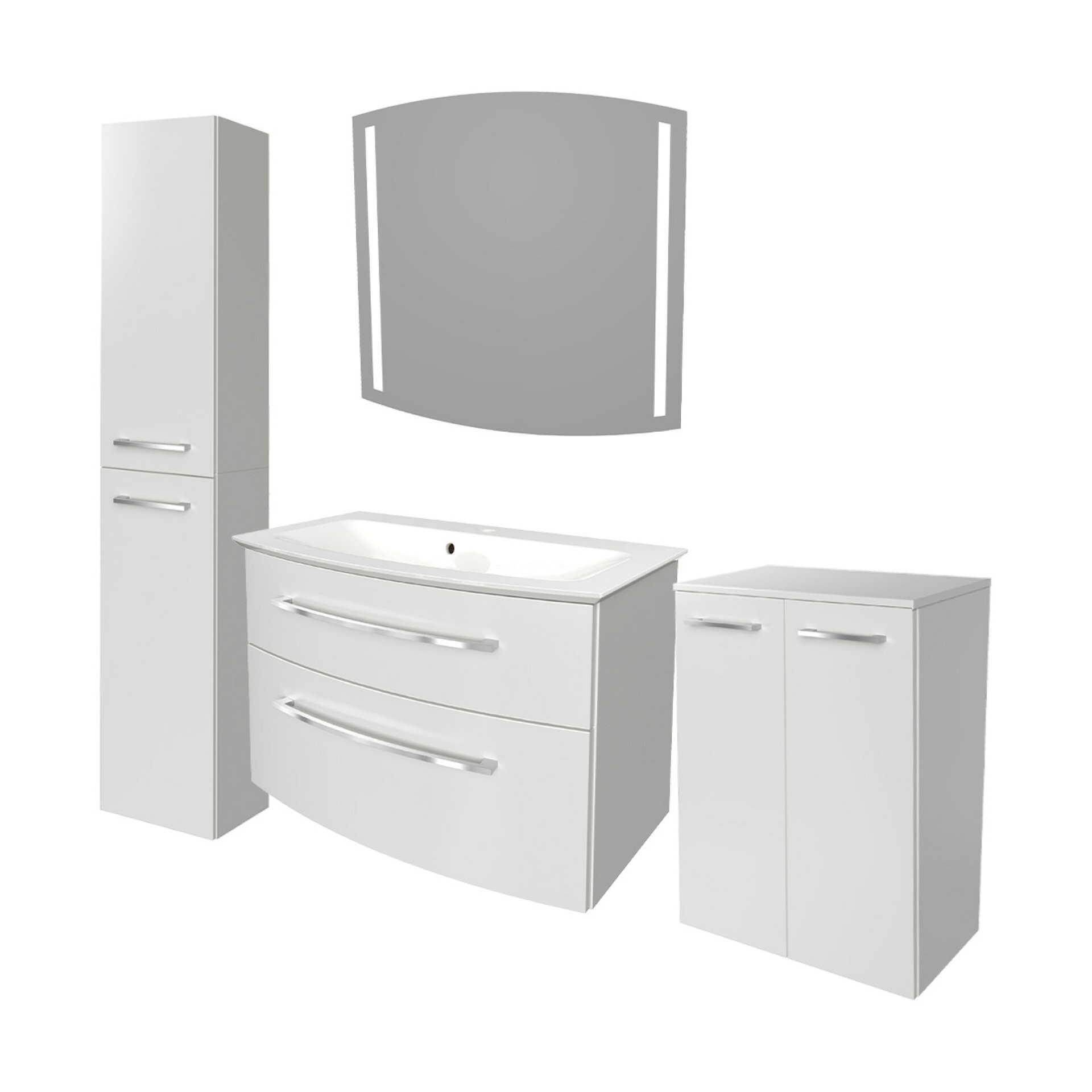 Fackelmann B.STYLE Badmöbel Set 5-teilig, 83 cm, Weiß + Spiegel + 2 Badschränke Fackelmann B.STYLE Badmöbel Set 5-teilig, 83 cm, Weiß + Spiegel + 2 Badschränke