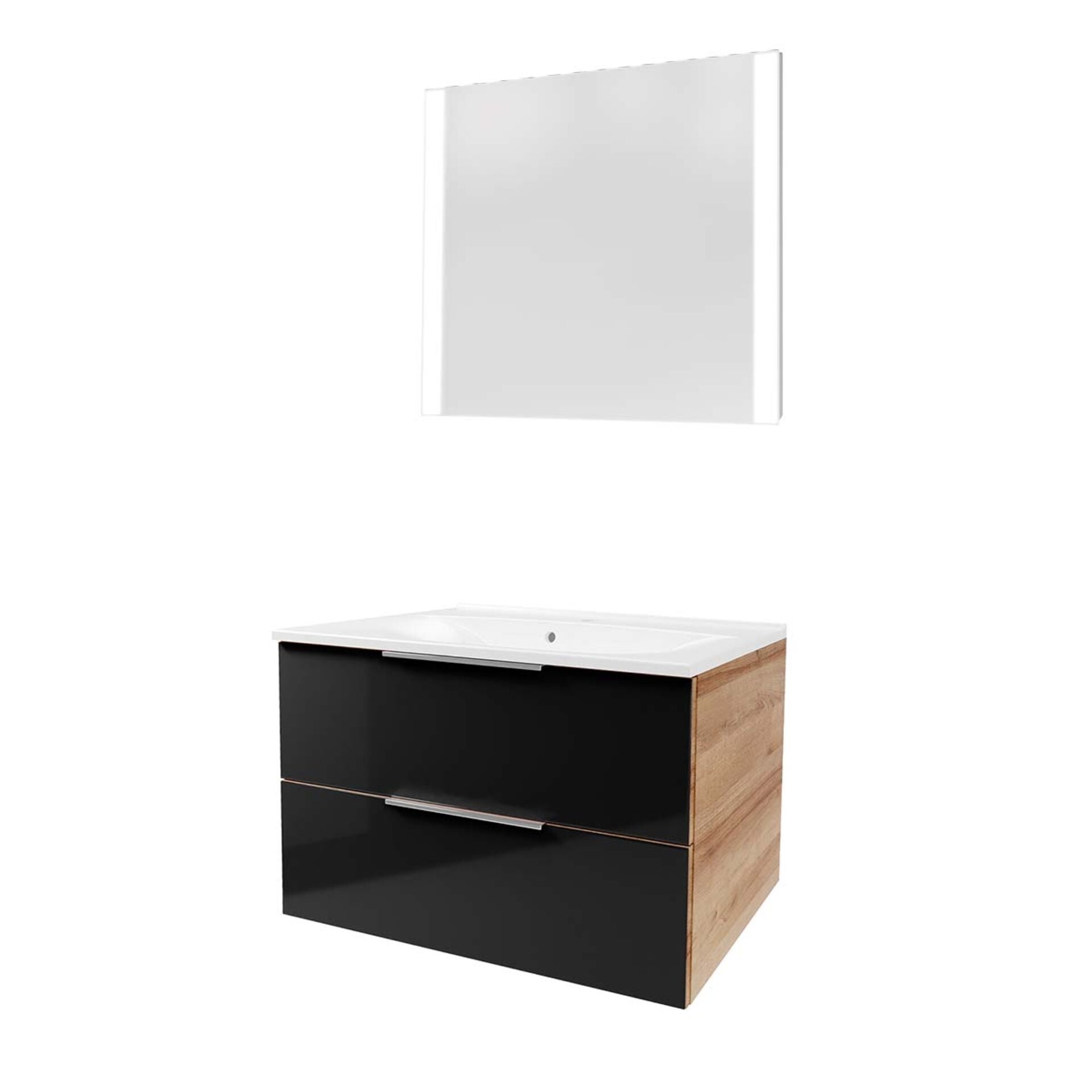 Fackelmann B. BRILLANT Badmöbel Set 3-teilig 80 cm, Anthrazit Glas/Braun hell,Gussmarmor+Spiegel Fackelmann B. BRILLANT Badmöbel Set 3-teilig 80 cm, Anthrazit Glas/Braun hell,Gussmarmor+Spiegel