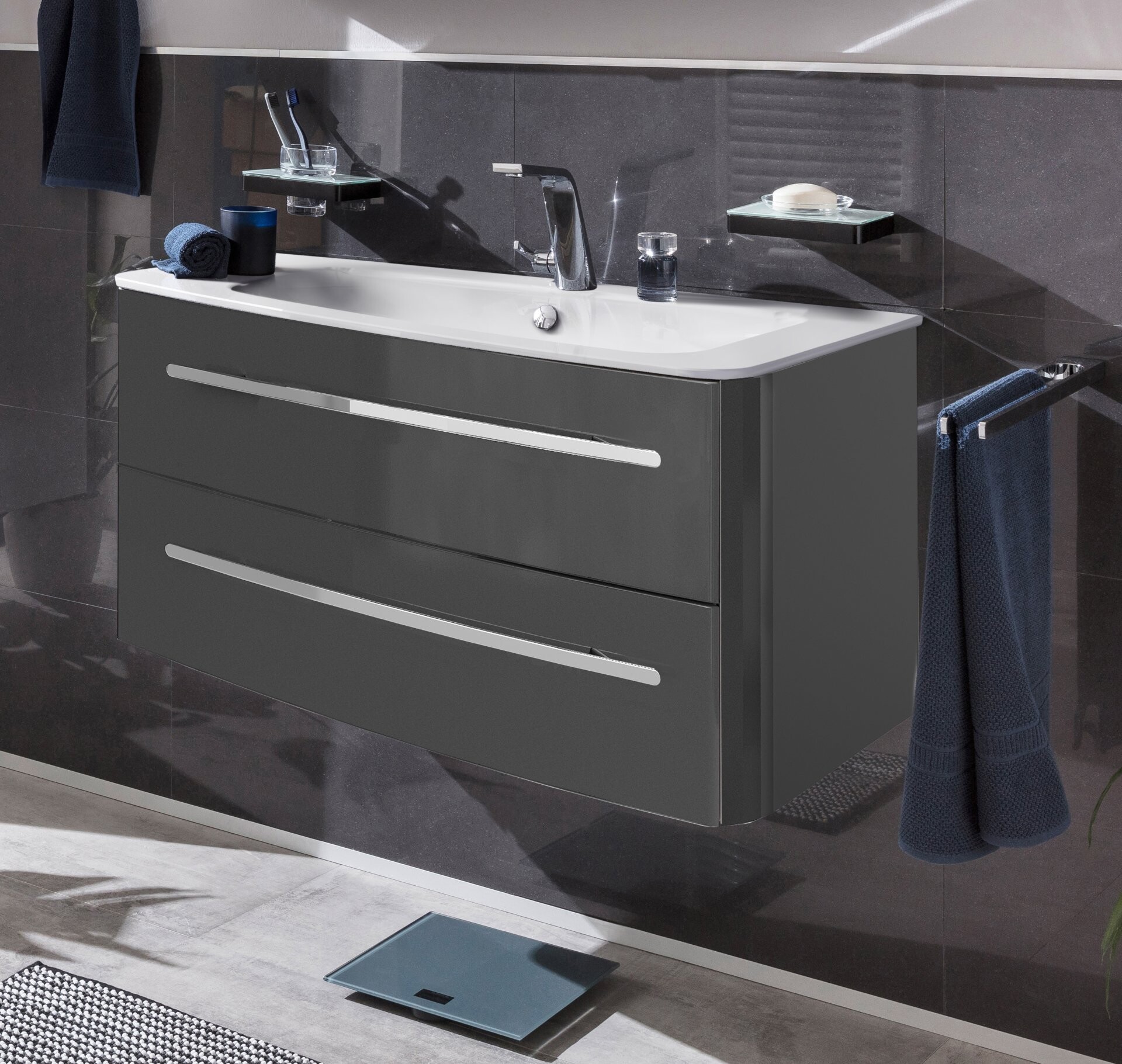 Lanzet CLASSICO Waschtischunterschrank 100 cm Anthrazit, links Lanzet CLASSICO Waschtischunterschrank 100 cm Anthrazit, links