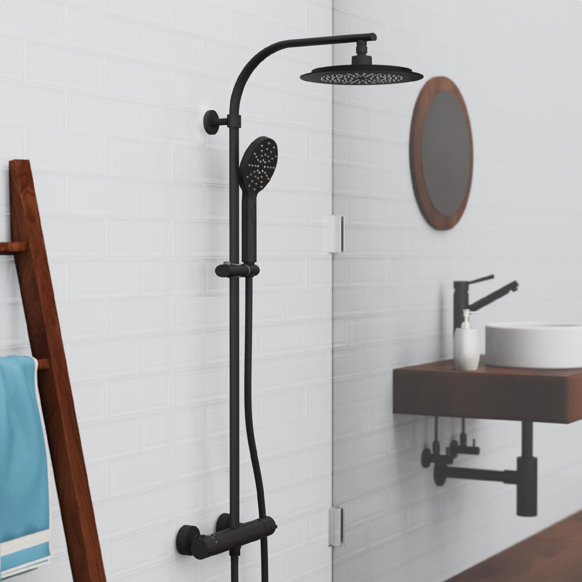 SCHÜTTE MADURA FRESH Überkopf-Brauseset, Schwarz matt SCHÜTTE MADURA FRESH Überkopf-Brauseset, Schwarz matt