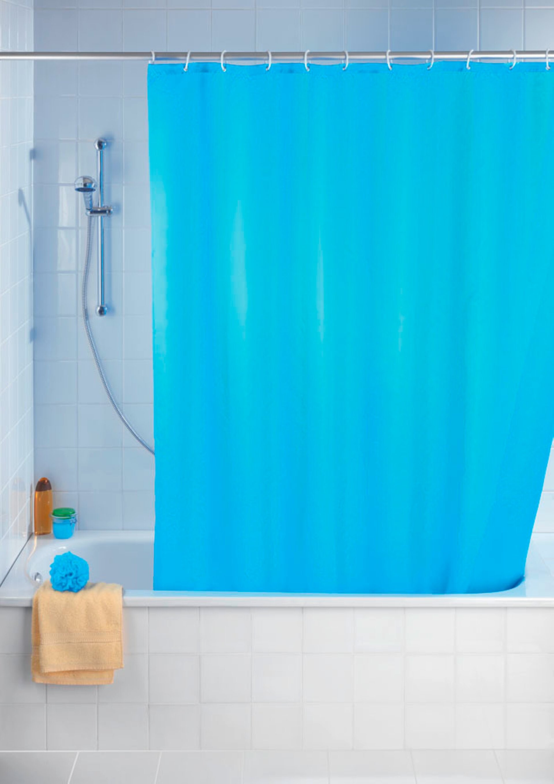 WENKO UNI Duschvorhang 180 x 200 cm, Blau, waschbar WENKO UNI Duschvorhang 180 x 200 cm, Blau, waschbar