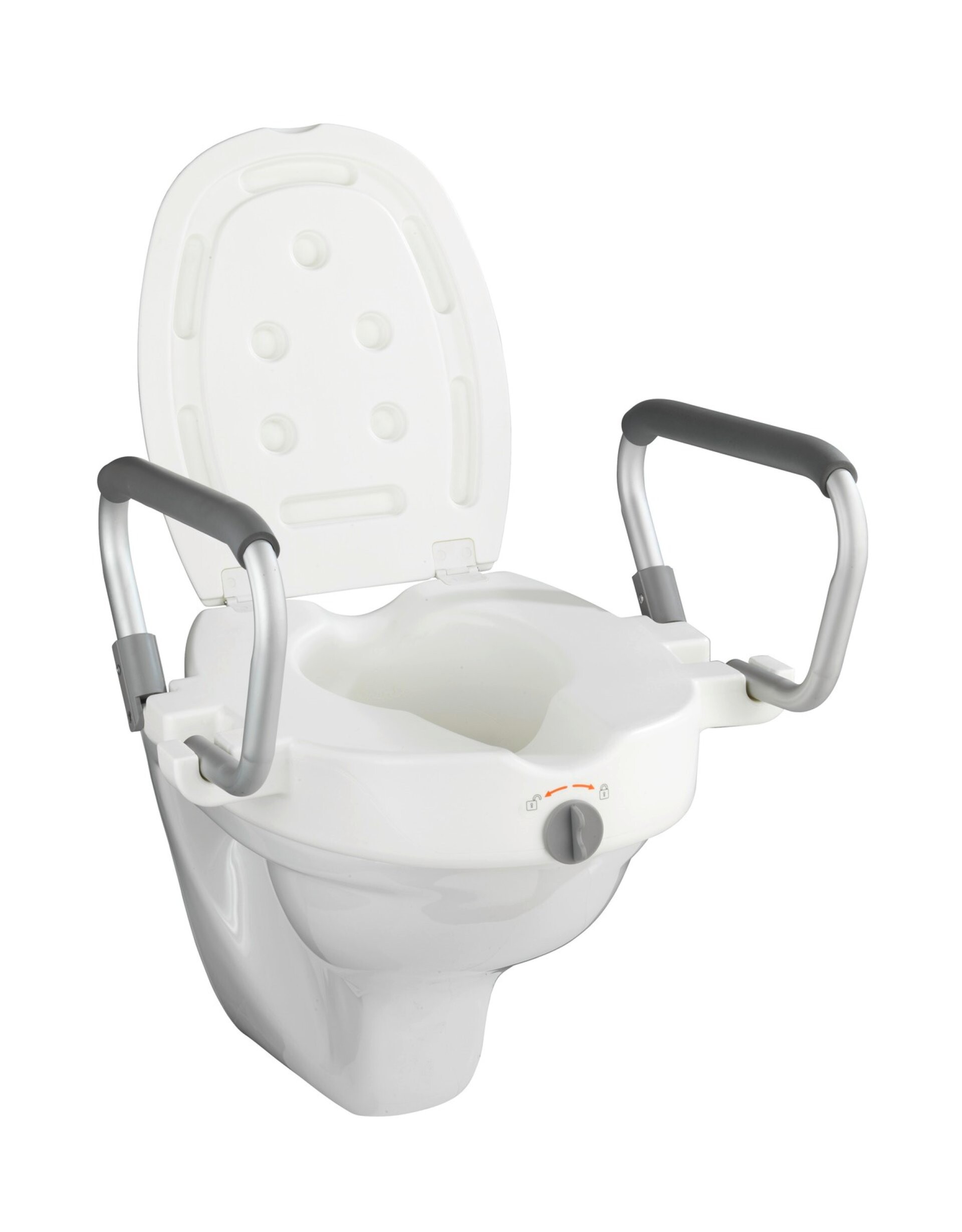 WENKO SECURA WC-Sitz Erhöhung, Weiß, mit Stützgriffen