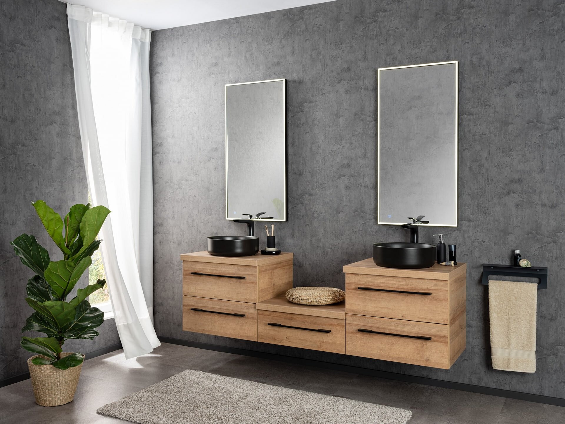 Lanzet Woodblock Spiegelelement 50x100cm Alu schwarz Lanzet Woodblock Spiegelelement 50x100cm Alu schwarz