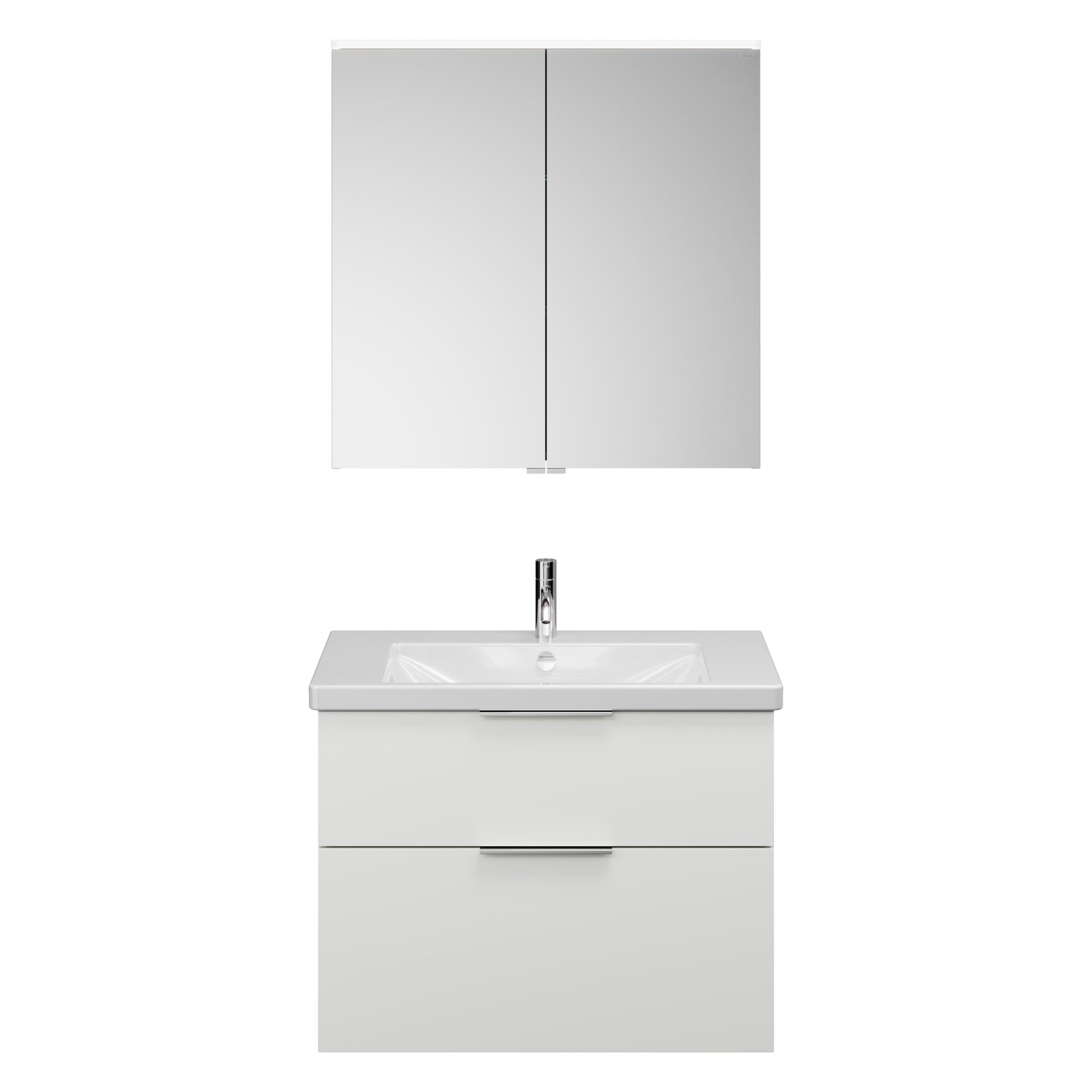 Burgbad EQIO Waschtisch Set mit Spiegelschrank 83 cm breit, Weiß Hochglanz, Waschbecken Keramik Weiß Burgbad EQIO Waschtisch Set mit Spiegelschrank 83 cm breit, Weiß Hochglanz, Waschbecken Keramik Weiß