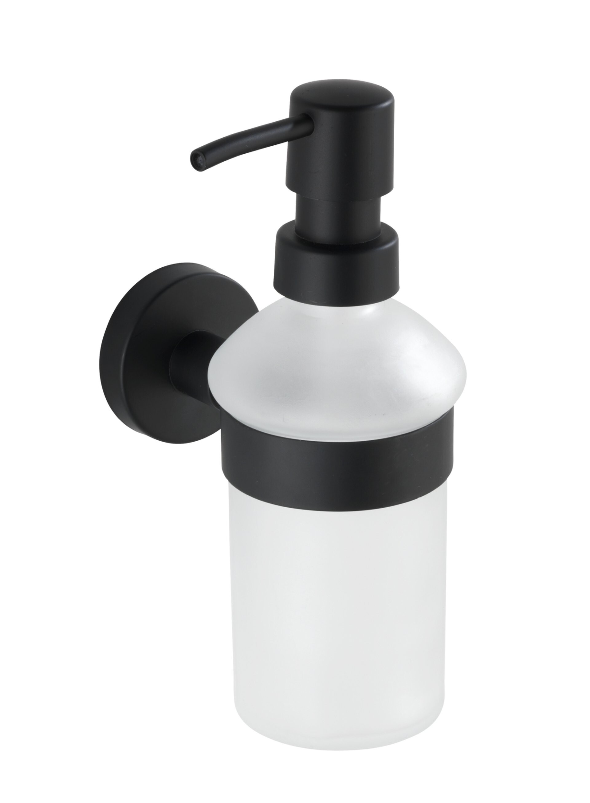 WENKO BOSIO Seifenspender 200 ml, Schwarz matt, Edelstahl rostfrei