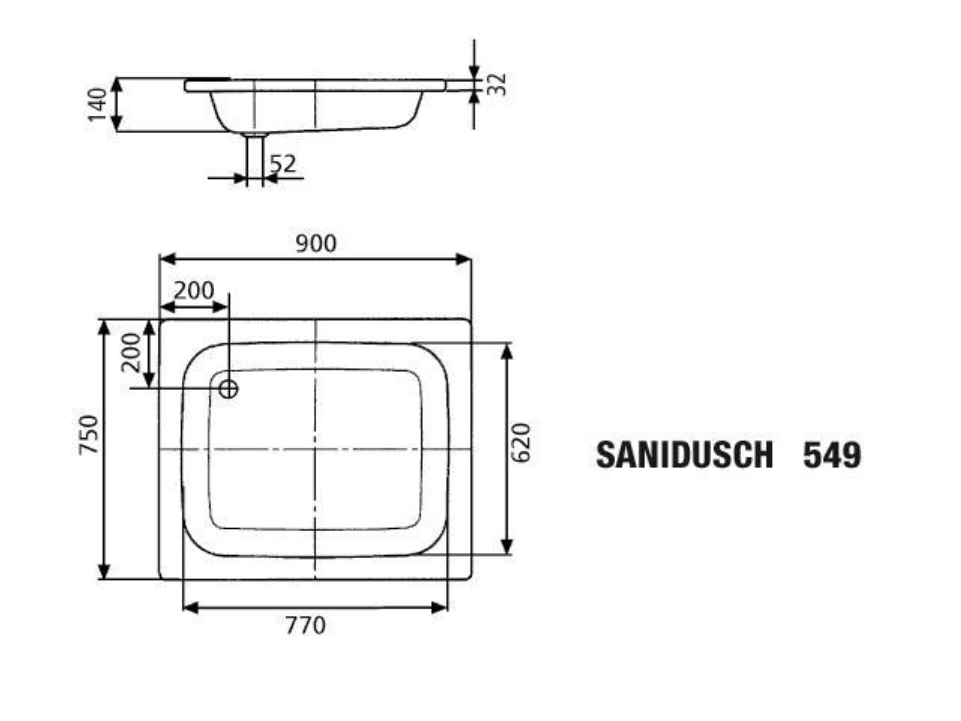 Kaldewei Duschwanne Sanidusch Mod.549,750x900x140