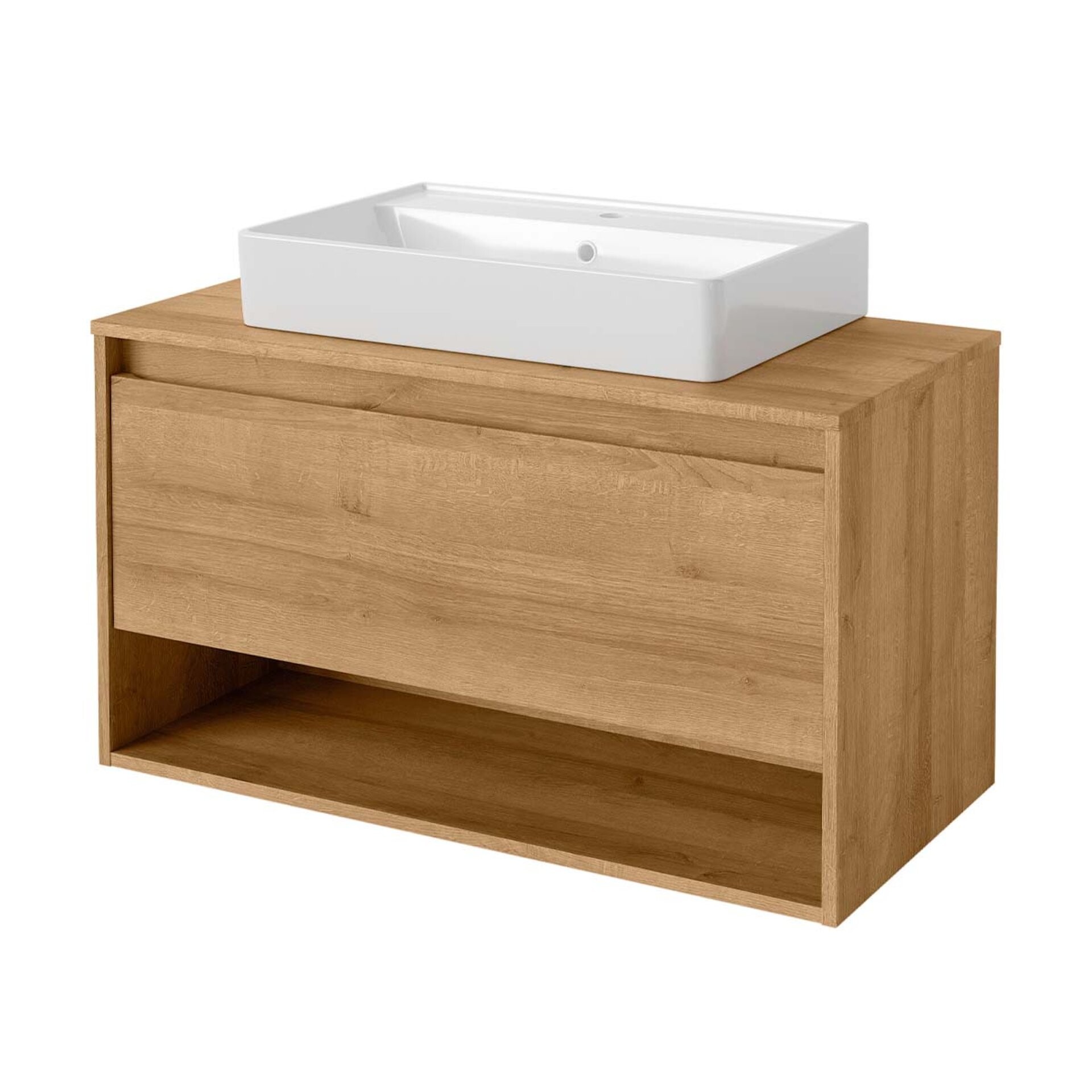 Fackelmann NATURA Badmöbelset 2-teilig, Keramikbecken, 94 cm breit, Braun hell Fackelmann NATURA Badmöbelset 2-teilig, Keramikbecken, 94 cm breit, Braun hell
