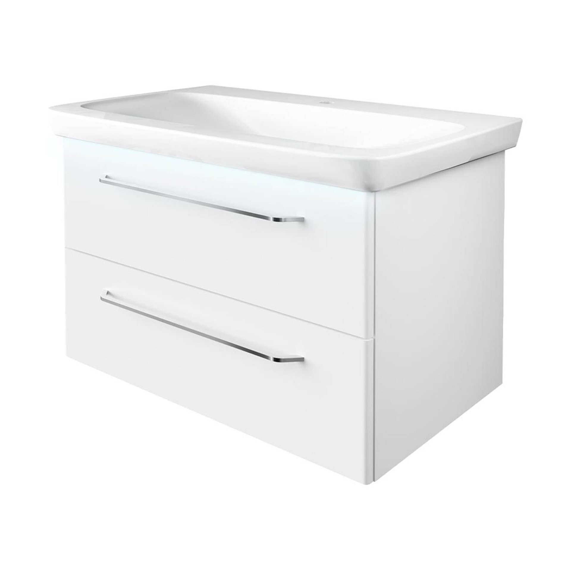 FACKELMANN MILANO Waschtisch Set mit Beleuchtung, 88 cm breit, Weiß, Waschbecken Keramik FACKELMANN MILANO Waschtisch Set mit Beleuchtung, 88 cm breit, Weiß, Waschbecken Keramik