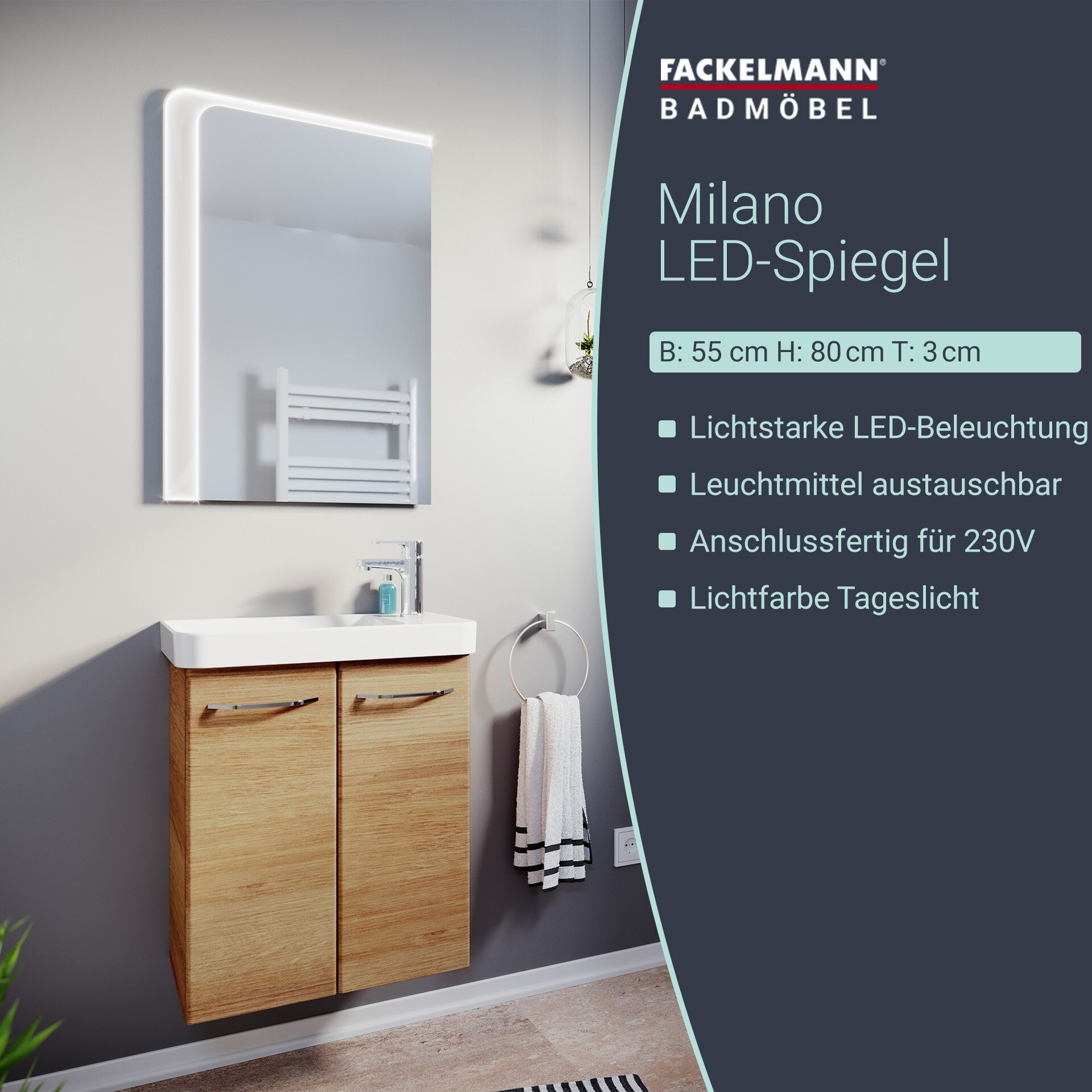Fackelmann LED Spiegel MI55 cm Fackelmann LED Spiegel MI55 cm
