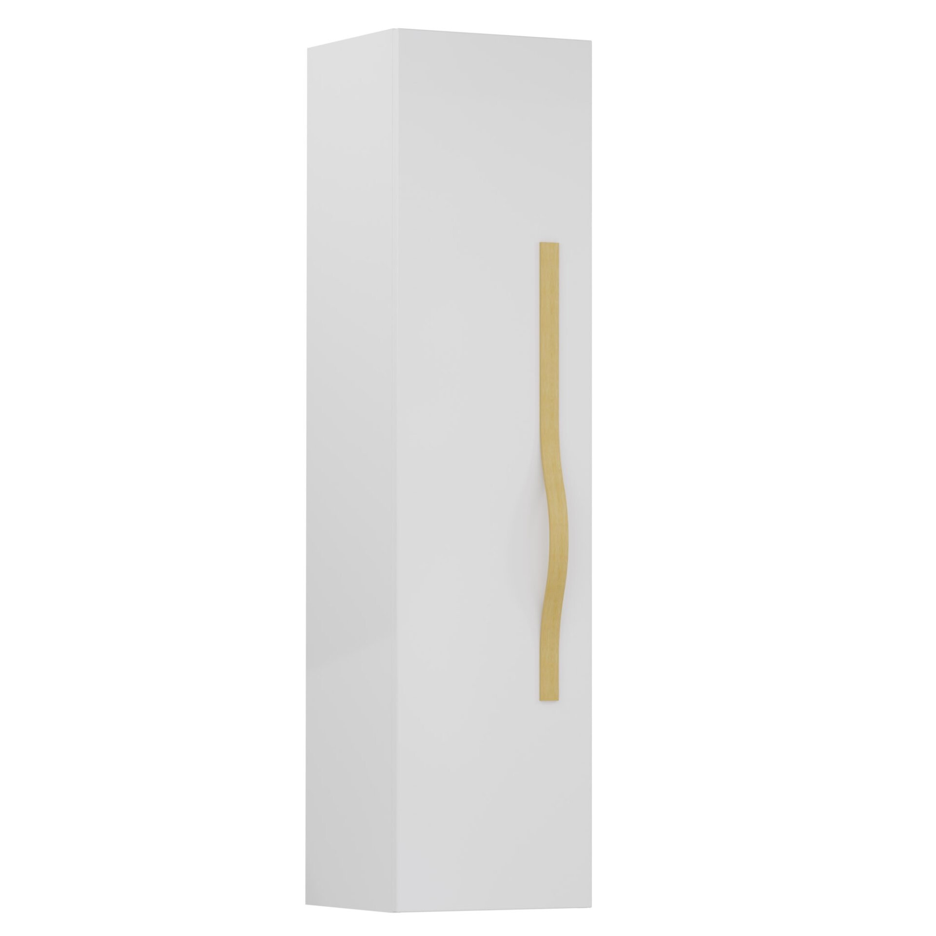 BADEDU FILS Hochschrank 33 cm breit, Weiß, Griff Gold