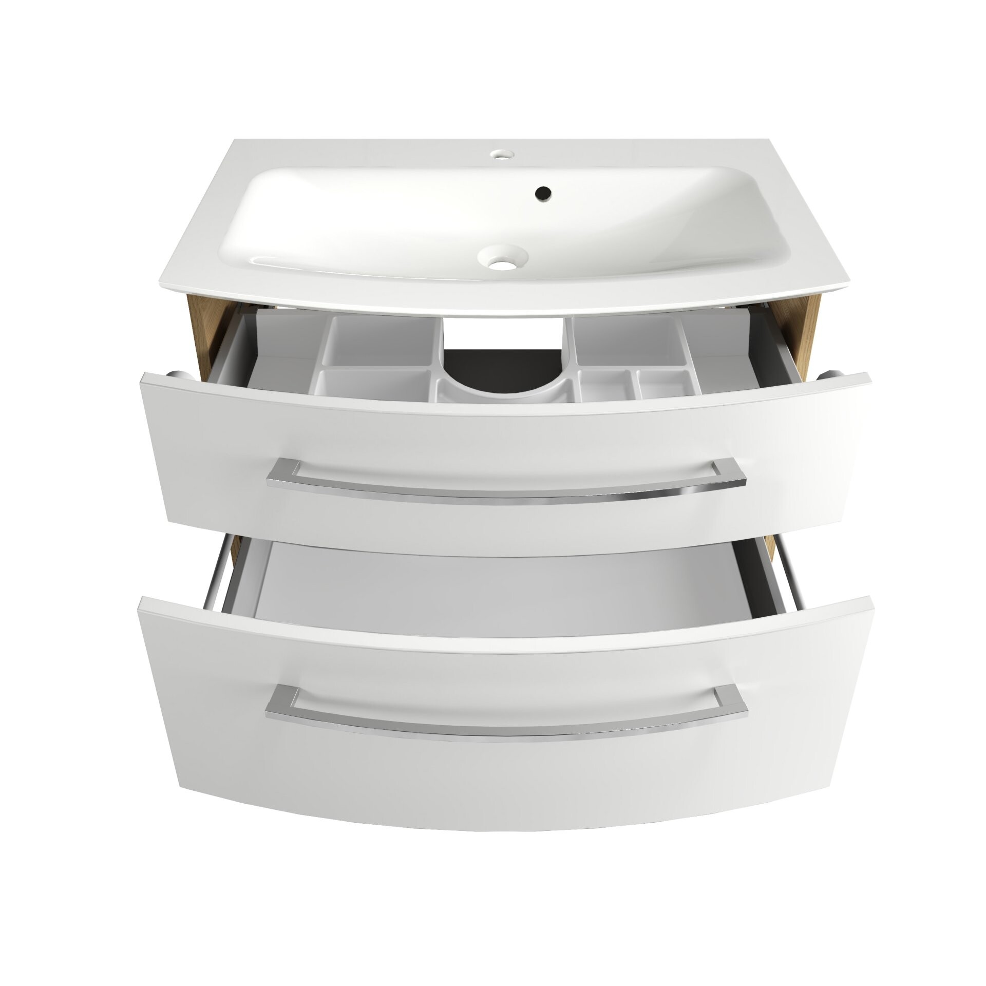 Fackelmann B.STYLE Badmöbel Set 4-teilig, 83 cm, Weiß/Braun + LED-Spiegelschrank + Hochschrank rechts Fackelmann B.STYLE Badmöbel Set 4-teilig, 83 cm, Weiß/Braun + LED-Spiegelschrank + Hochschrank rechts