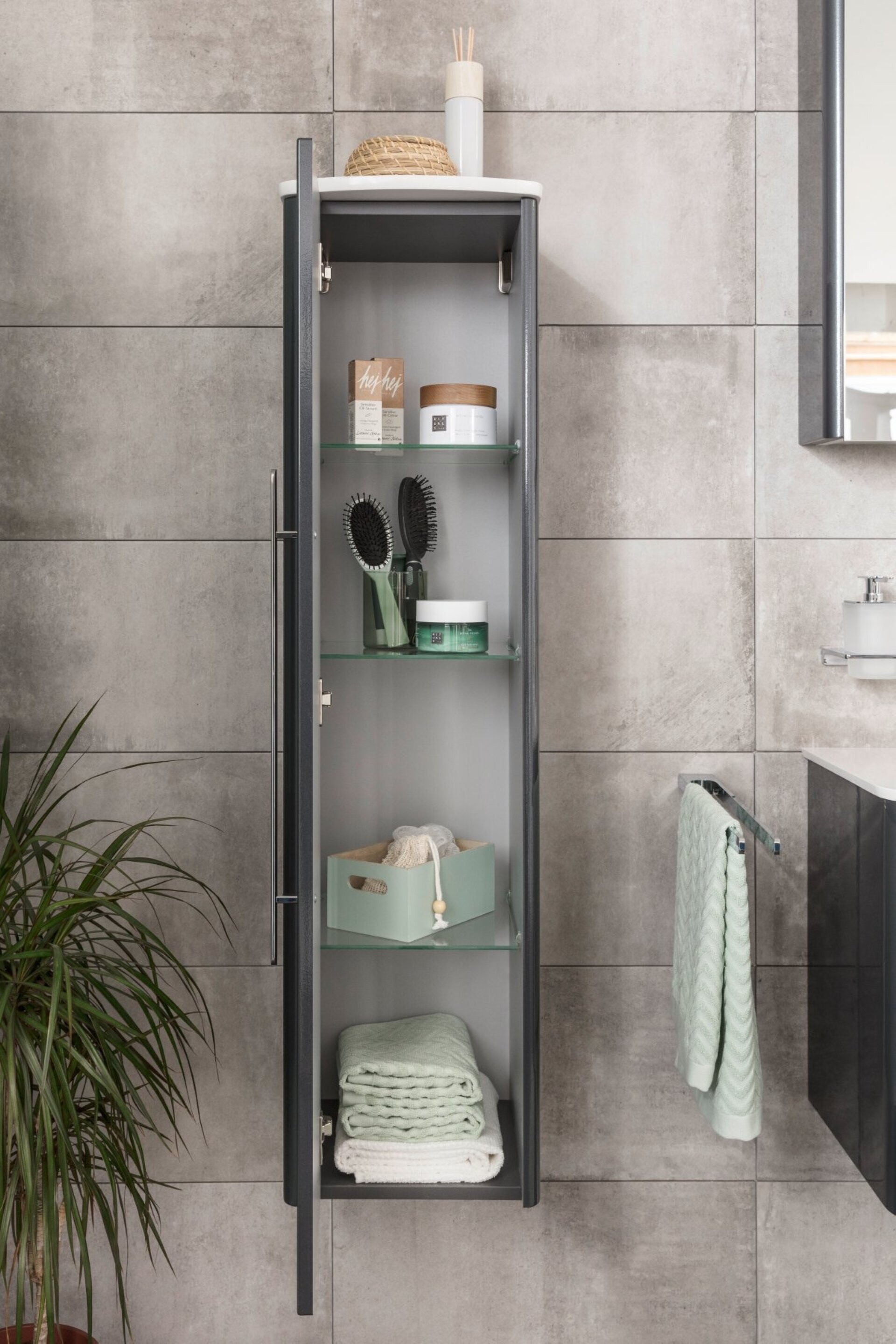 Lanzet CLASSICO Midischrank, Anthrazit/Weiß, rechts Lanzet CLASSICO Midischrank, Anthrazit/Weiß, rechts