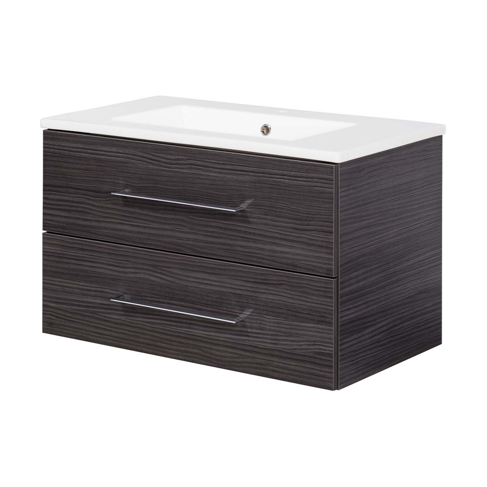 FACKELMANN B.PERFEKT Waschbecken mit Unterschrank 82 cm breit, Anthrazit, Waschbecken Keramik Weiß FACKELMANN B.PERFEKT Waschbecken mit Unterschrank 82 cm breit, Anthrazit, Waschbecken Keramik Weiß