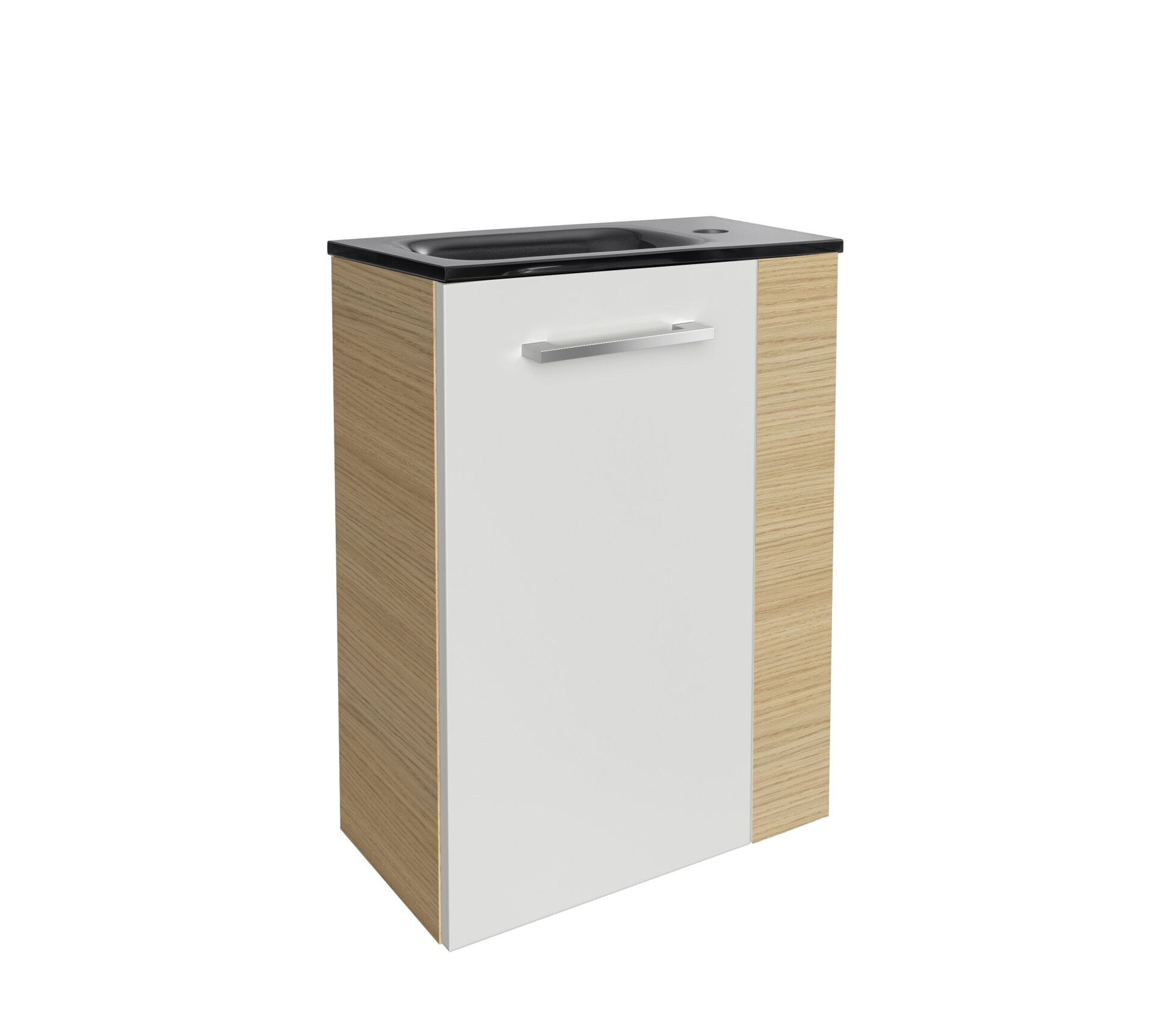 Fackelmann SBC B. STYLE Gäste WC Set 2-teilig 45 cm, Braun hell/Weiß, links, Glas Anthrazit Fackelmann SBC B. STYLE Gäste WC Set 2-teilig 45 cm, Braun hell/Weiß, links, Glas Anthrazit