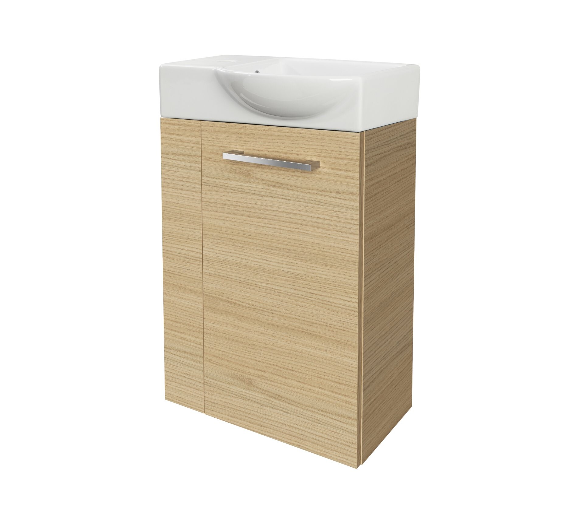 Fackelmann SBC B. STYLE Gäste WC Set 2-teilig 45 cm, Braun hell, rechts, Keramik Hahnloch links