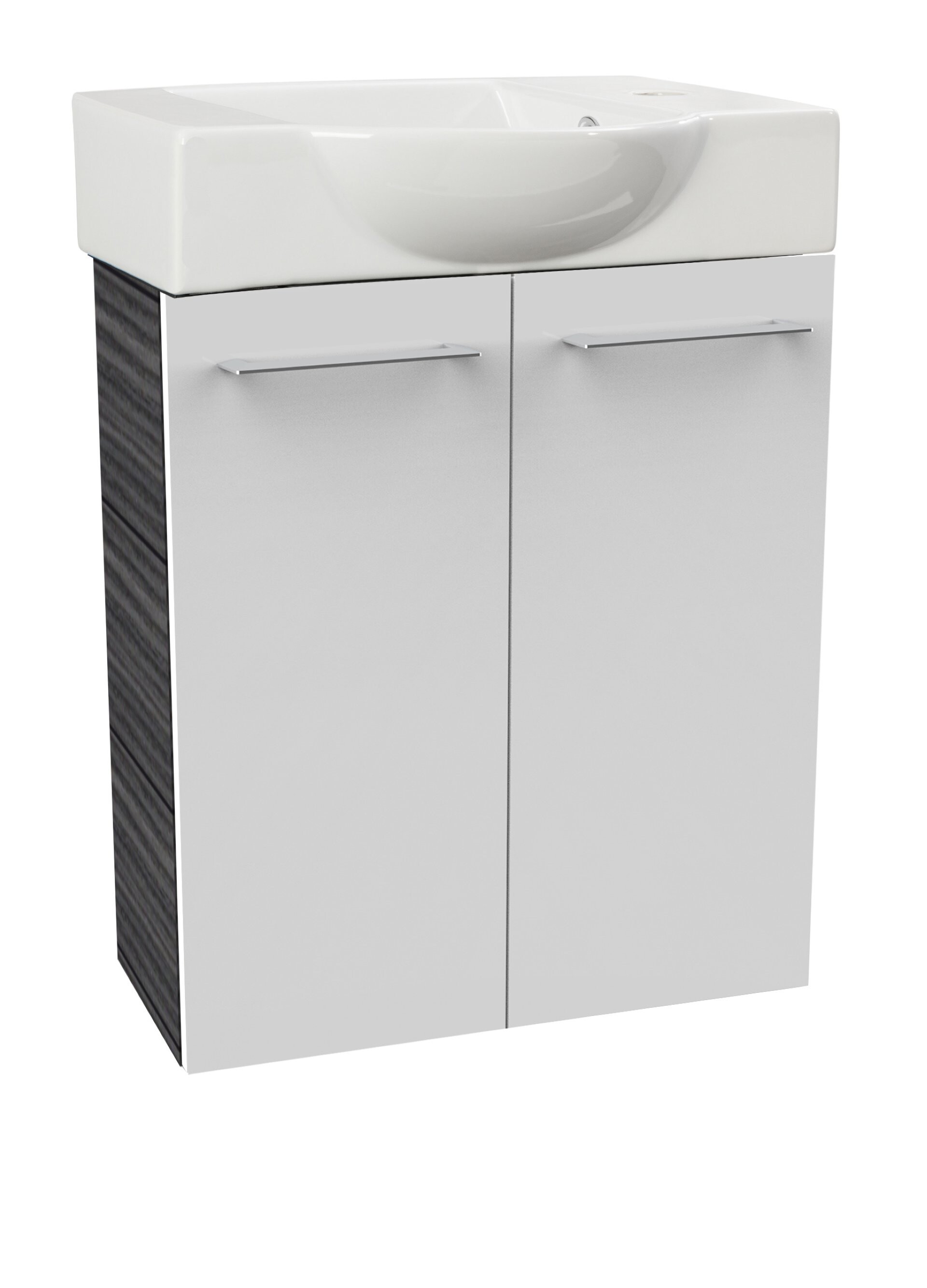 Fackelmann SBC B. PERFEKT Gäste WC Set 2-teilig 55 cm, Anthrazit/Weiß, 2 Türen, Keramik Hahnloch rechts Fackelmann SBC B. PERFEKT Gäste WC Set 2-teilig 55 cm, Anthrazit/Weiß, 2 Türen, Keramik Hahnloch rechts